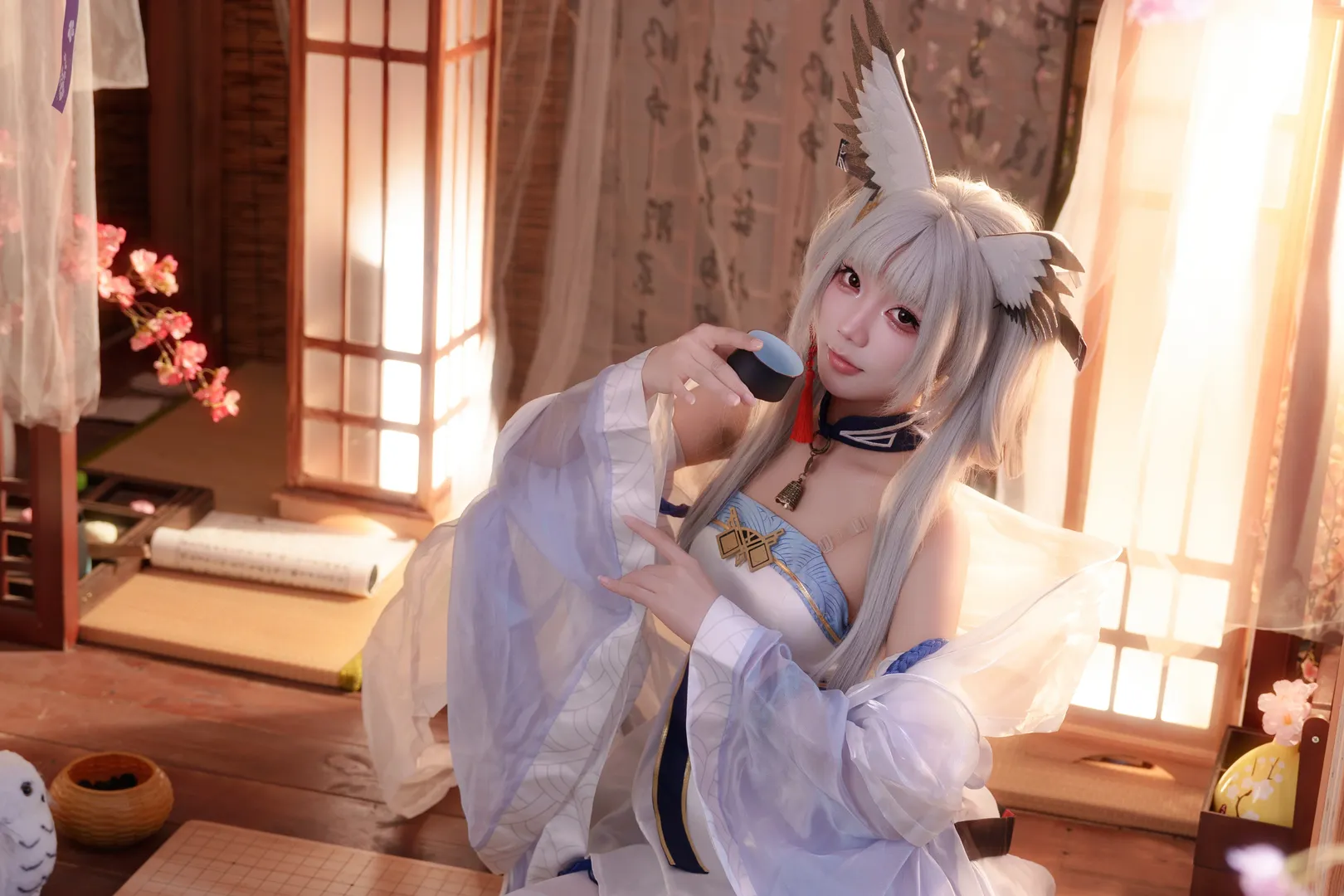 【白面鸮cos】明日方舟扶云间 抚琴卧榻的古风少女 - 第 6 张