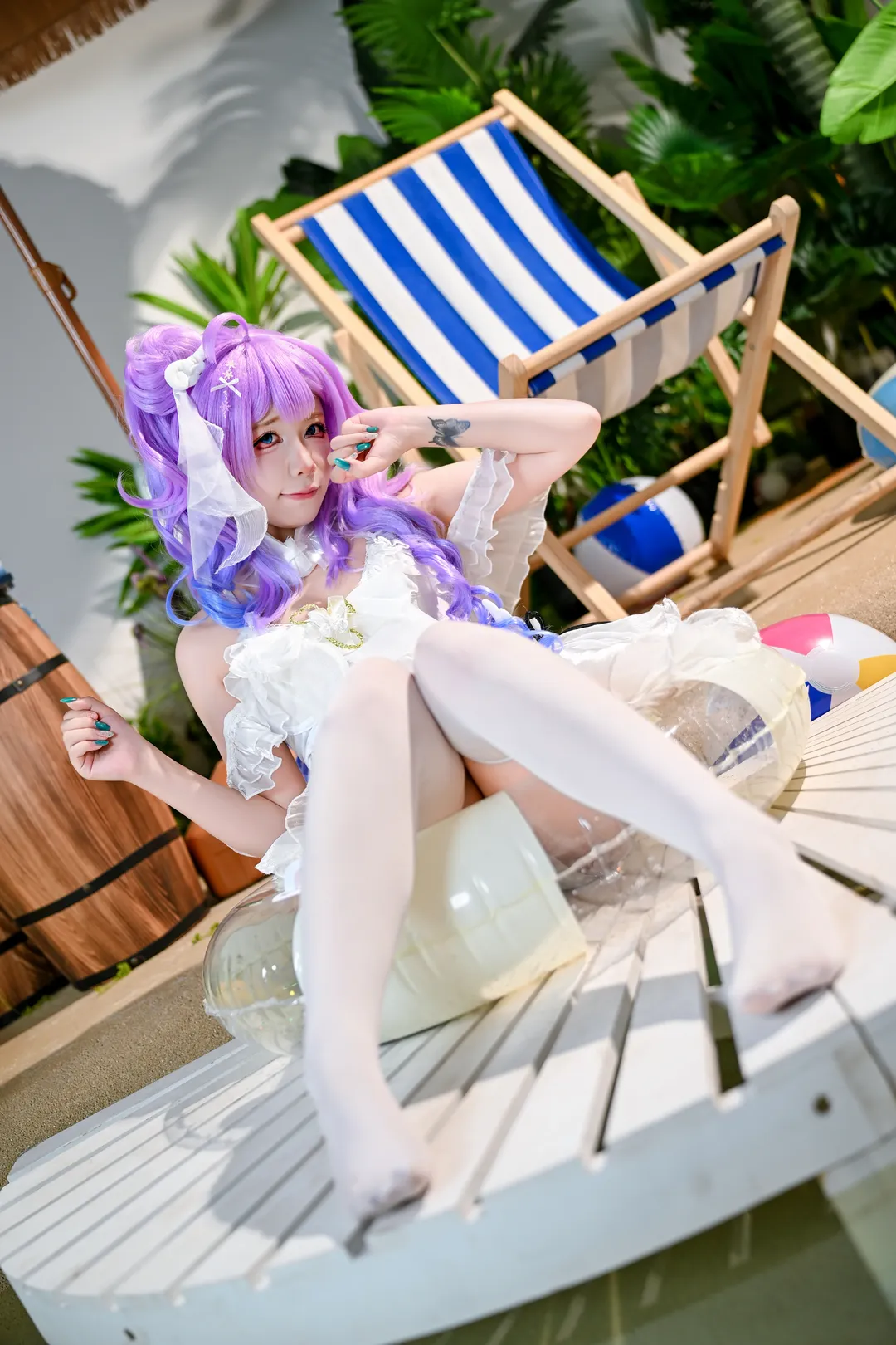 【独角兽cos】碧蓝航线独角兽的夏日海滩白色泳装 - 第 2 张