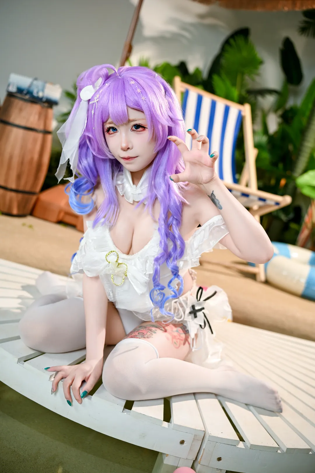【独角兽cos】碧蓝航线独角兽的夏日海滩白色泳装 - 第 4 张