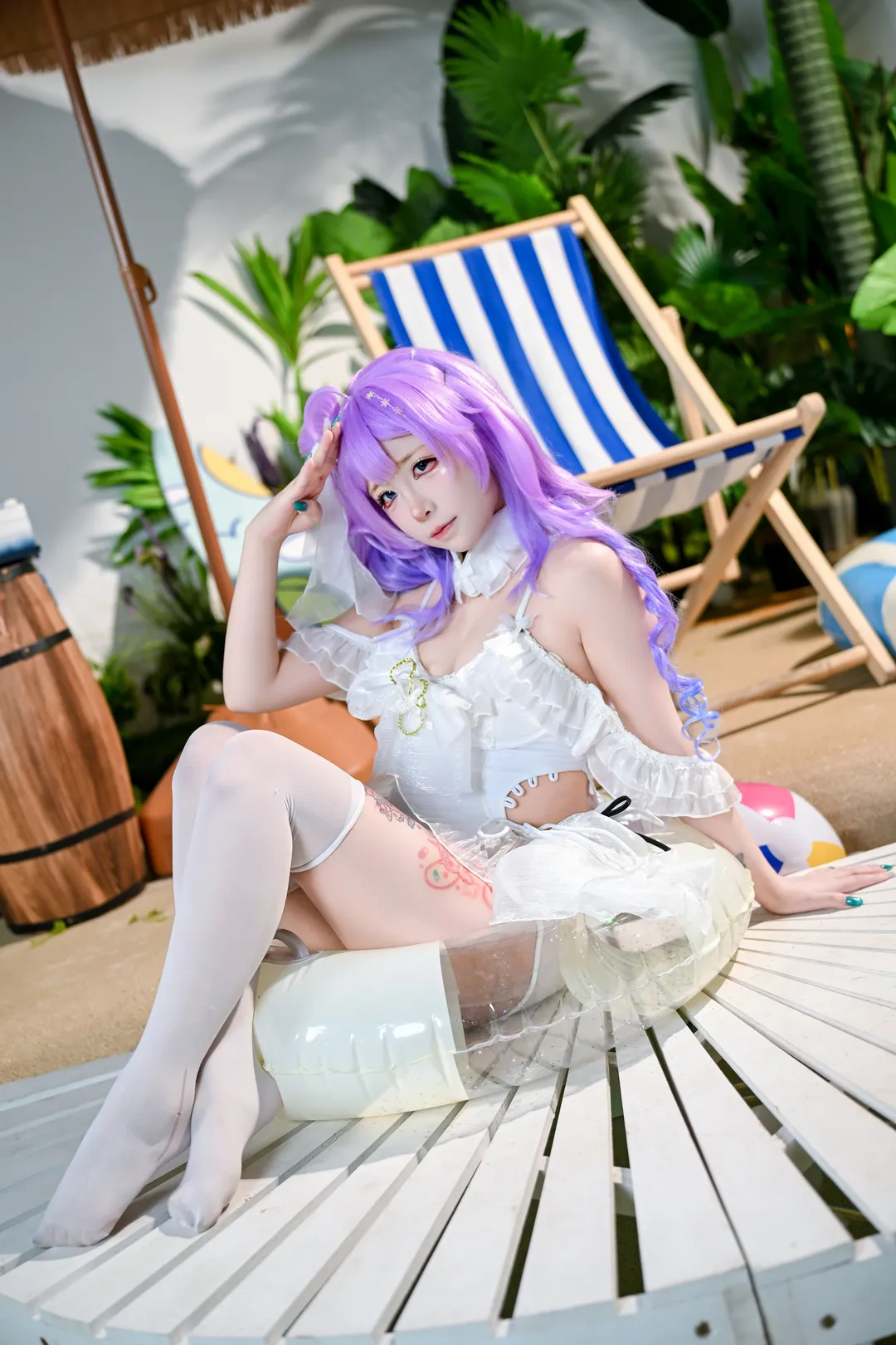 【独角兽cos】碧蓝航线独角兽的夏日海滩白色泳装 - 第 5 张