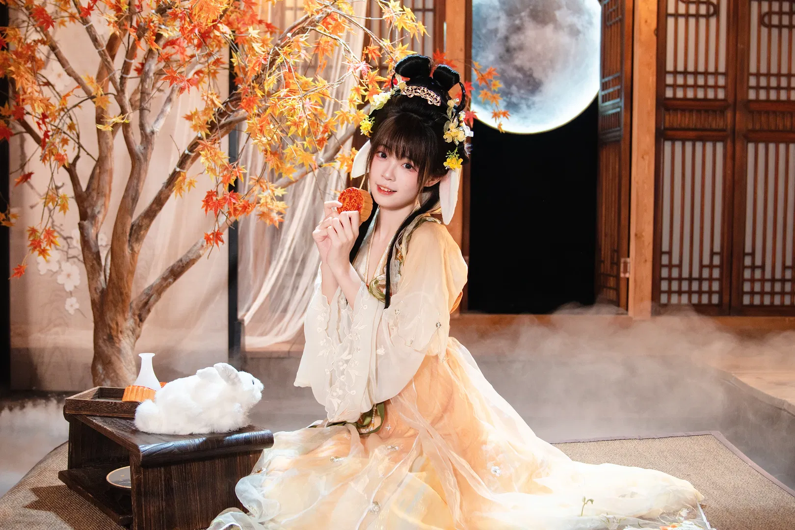 中秋古风汉服cos，枫叶与玉兔的秋日限定 - 第 2 张