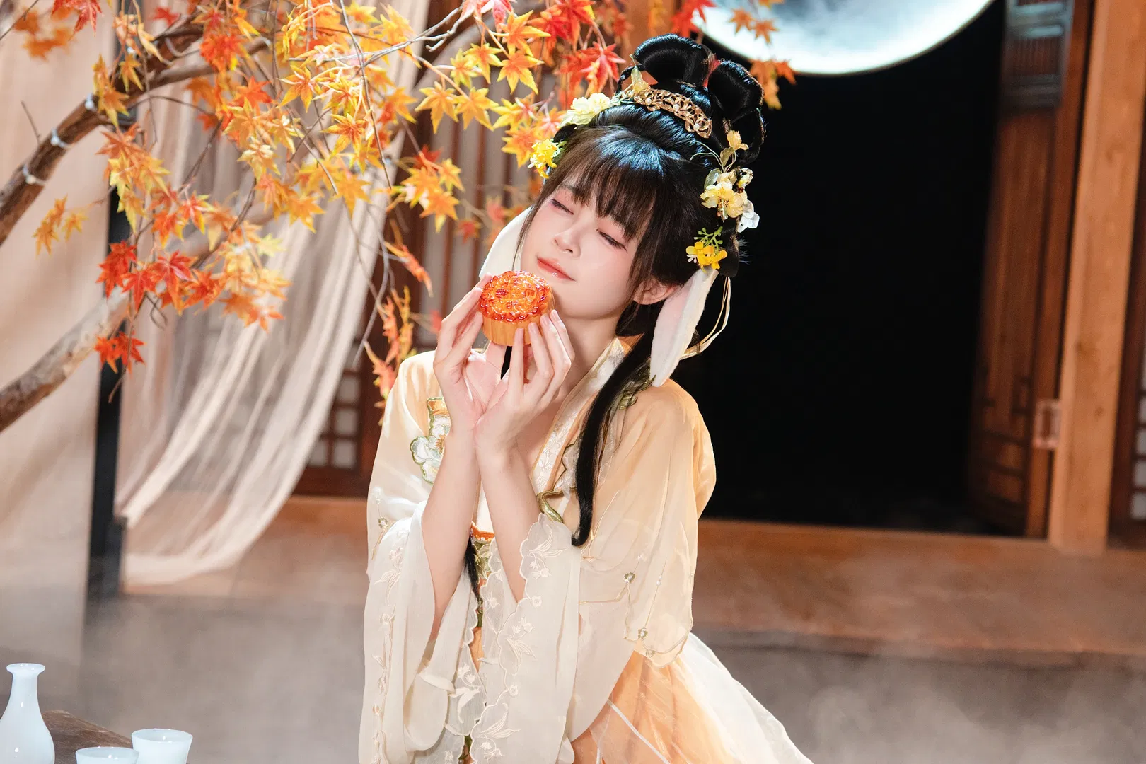 中秋古风汉服cos，枫叶与玉兔的秋日限定 - 第 3 张