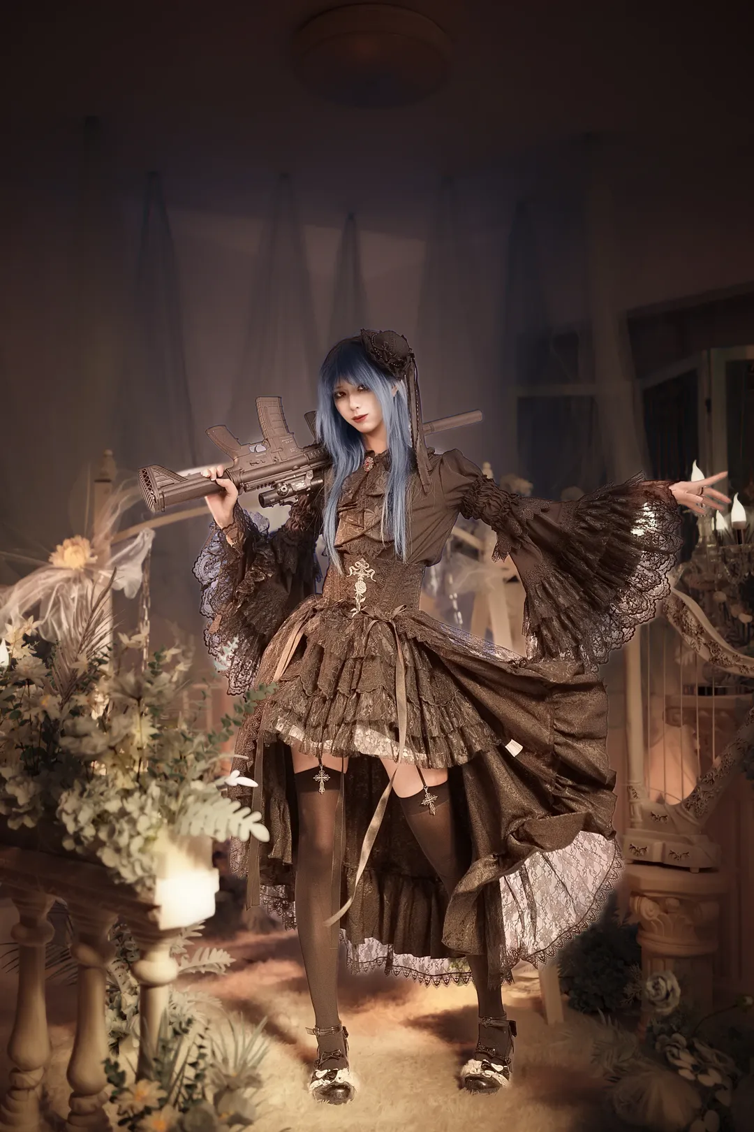 暗黑哥特Lolita正片，廢墟風攝影棚裡的反差感拍攝 - 第 1 張