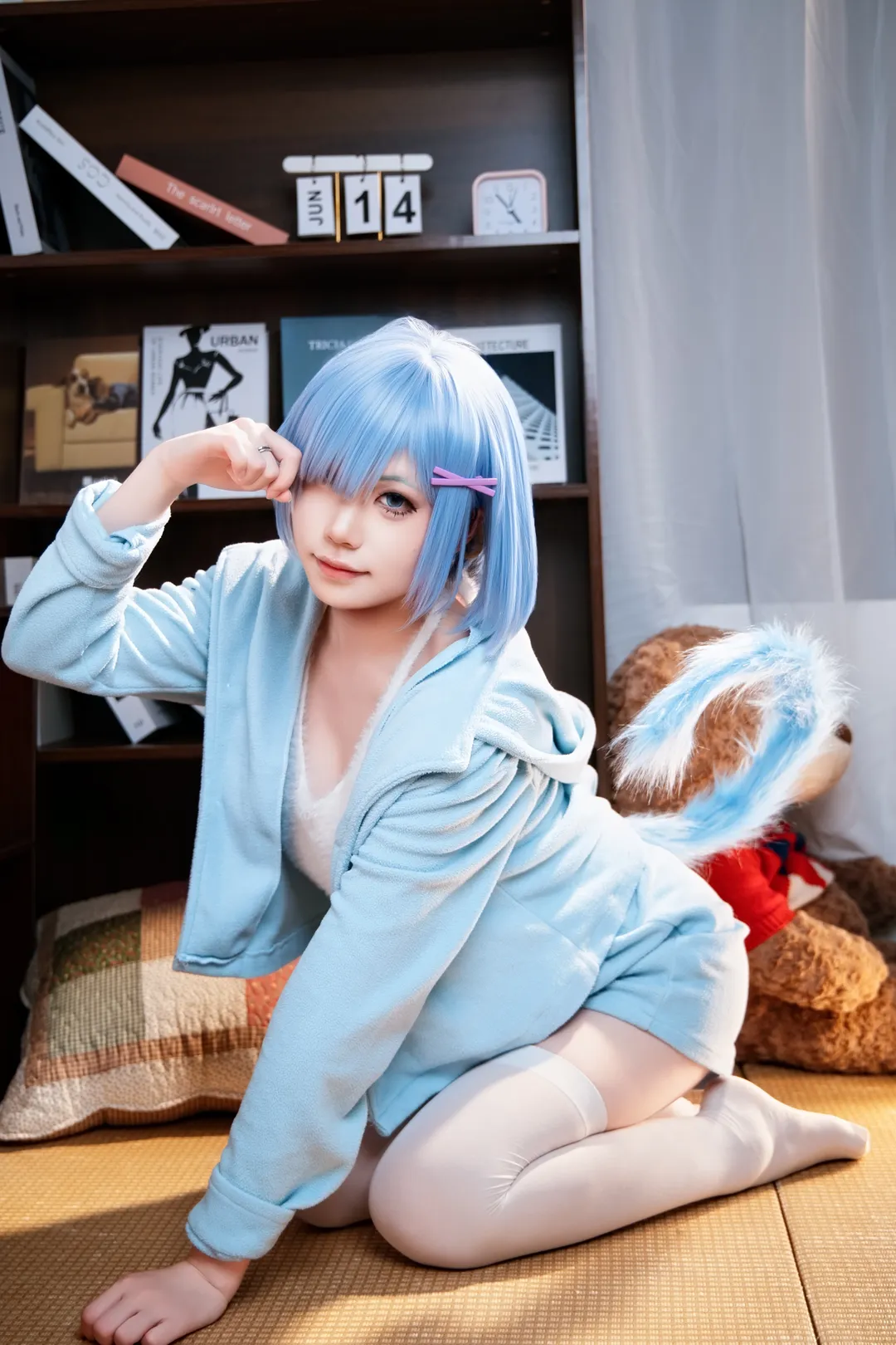 【レムコスプレ】Re:ゼロから始める異世界生活、快適でくつろいだ部屋着の撮影 - 3 枚目