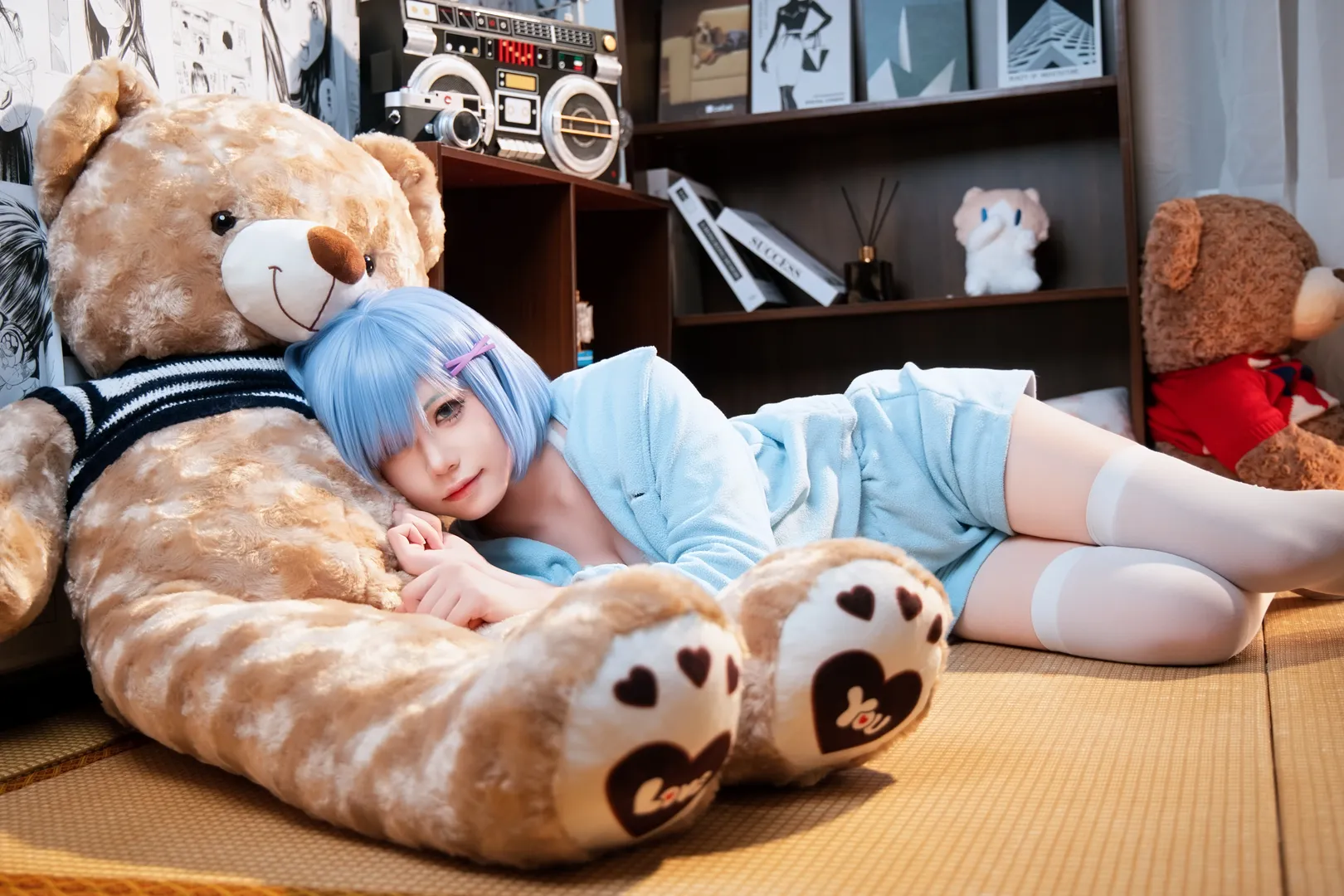 【レムコスプレ】Re:ゼロから始める異世界生活、快適でくつろいだ部屋着の撮影 - 4 枚目