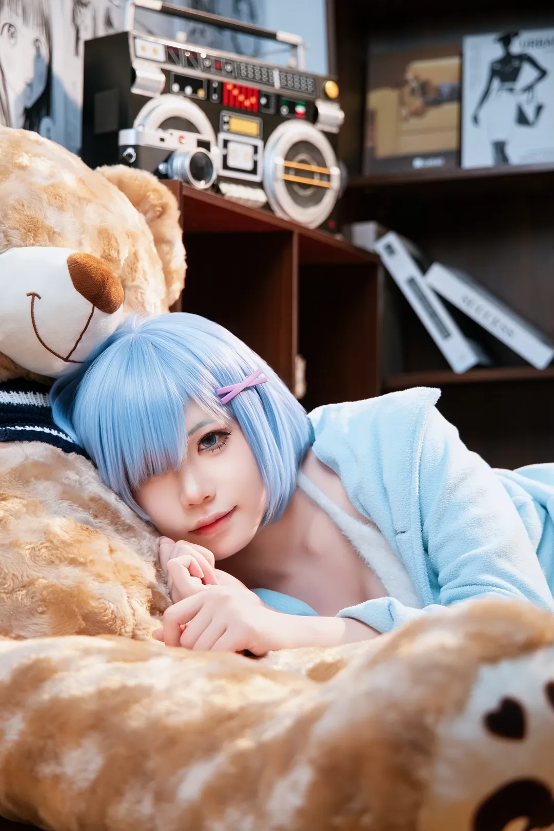 【レムコスプレ】Re:ゼロから始める異世界生活、快適でくつろいだ部屋着の撮影 - 5 枚目