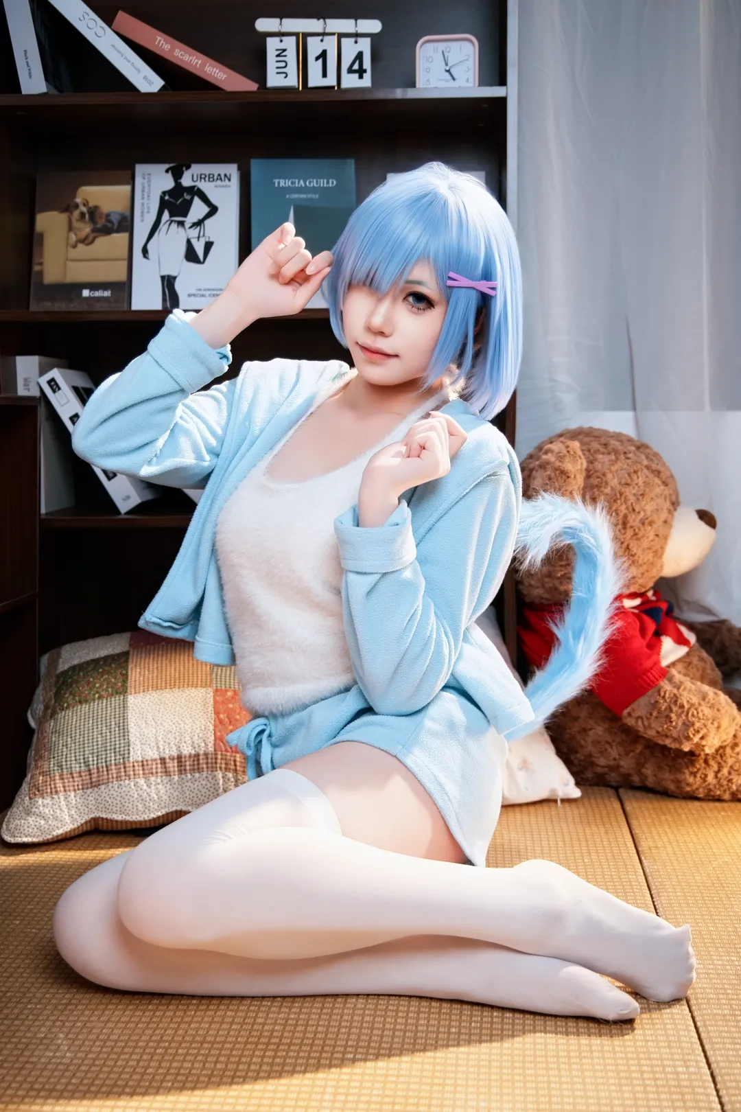【レムコスプレ】Re:ゼロから始める異世界生活、快適でくつろいだ部屋着の撮影 - 6 枚目