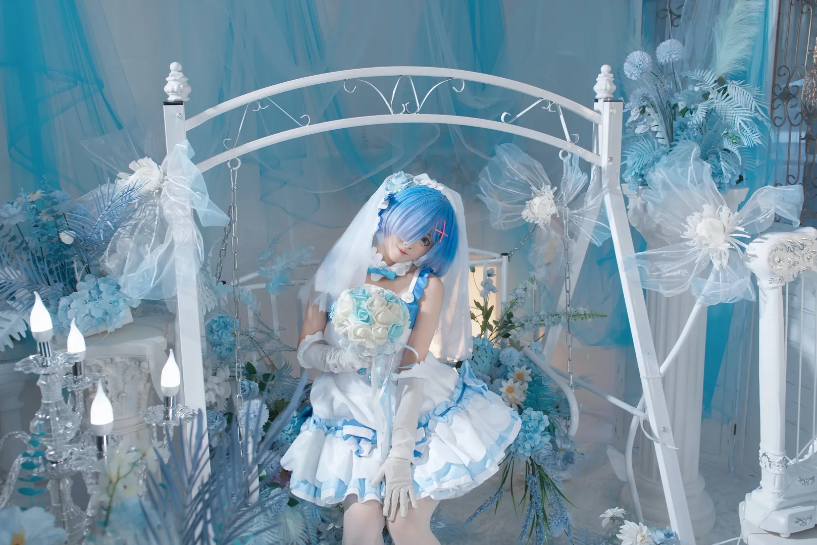 【蕾姆cos】真愛藍花嫁，在歐式棚拍裡做一場溫柔的夢