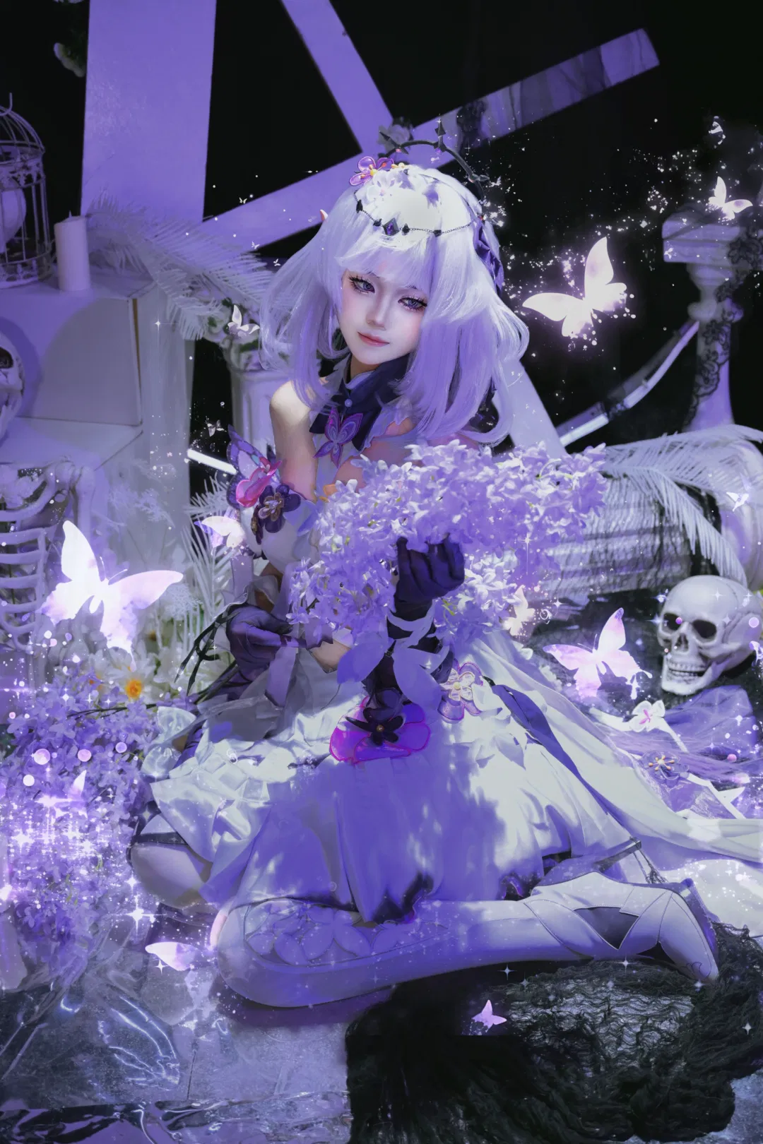 【遐蝶cos】崩坏星穹铁道 紫藤花海中的白骨与蝴蝶 - 第 1 张