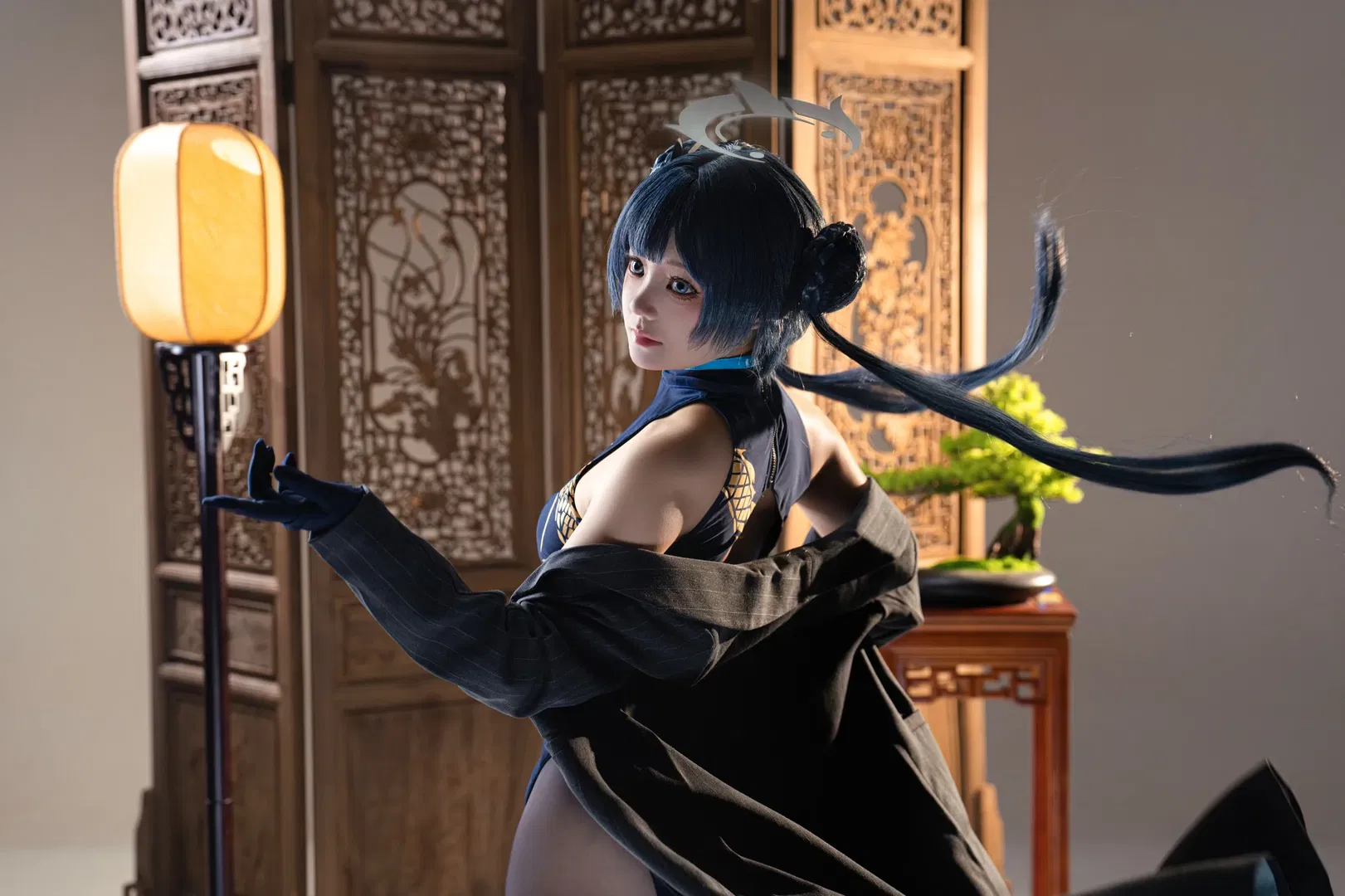 【妃咲cos】蔚蓝档案的夜幕旗袍与黑丝特工 - 第 6 张