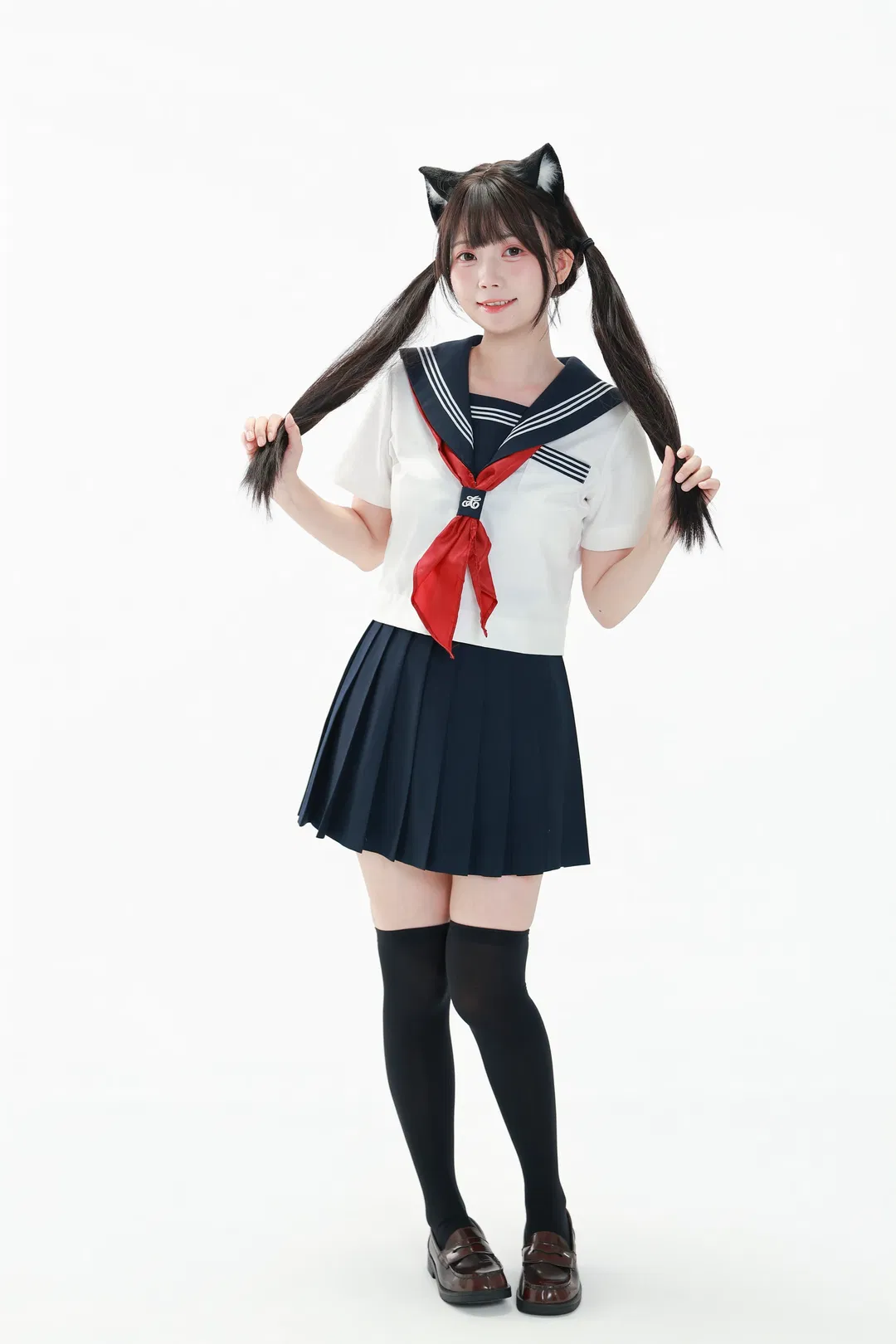 水手服双马尾的元气站姿参考 - 第 7 张