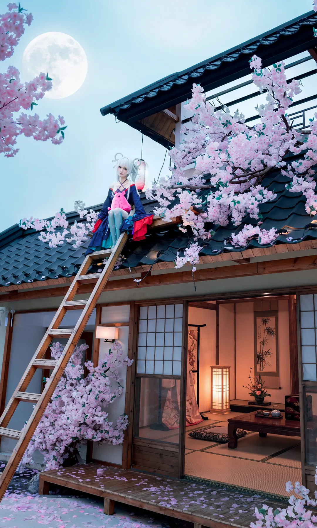 超时空辉夜姬八千代cos，樱花树下的和风幻想 - 第 9 张
