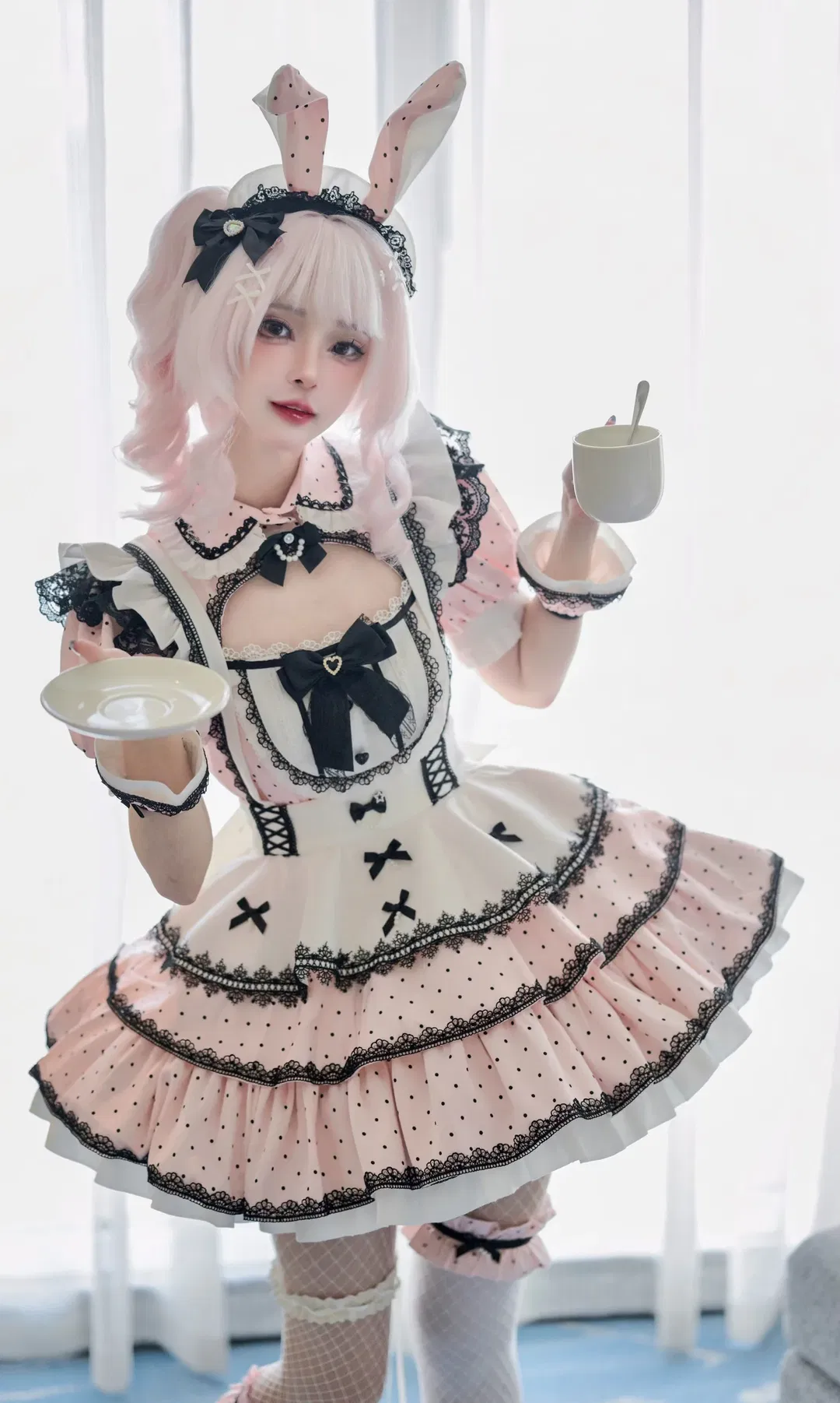 粉色波點兔耳女僕裝，百套女僕計劃第12彈 - 第 4 張