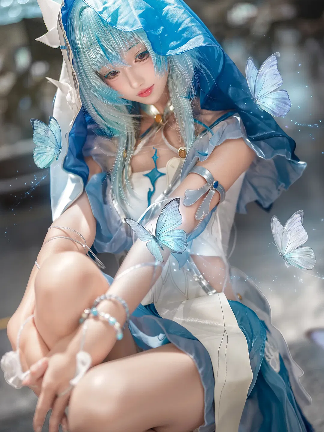 【守岸人cos】鸣潮守岸人，静谧蓝调下的蝴蝶梦境 - 第 1 张