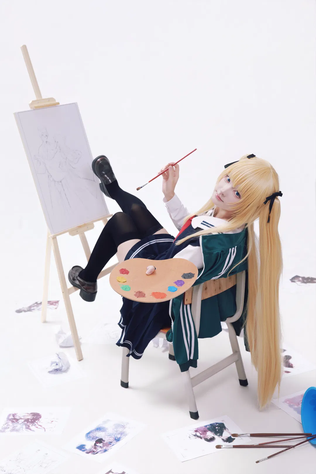 【泽村英梨梨cos】路人女主的养成方法 金发双马尾画师少女 - 第 4 张