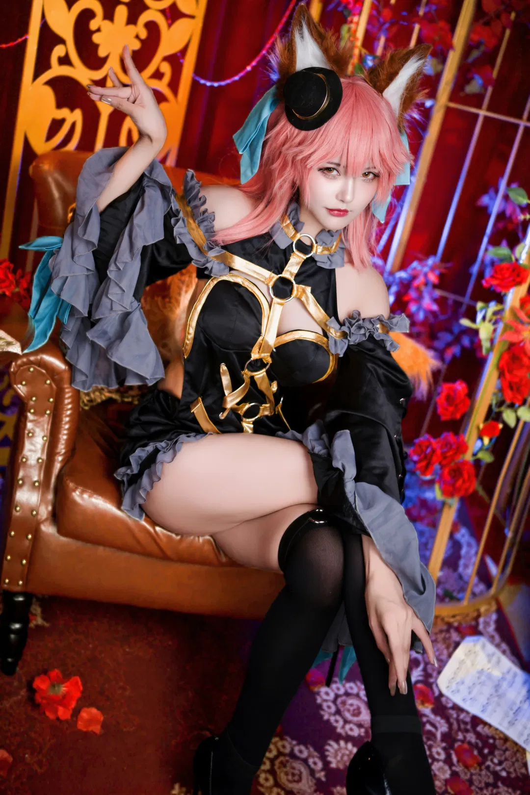 【玉藻前cos】FGO漆黑魔术师，红玫瑰与鸟笼的魔术之夜