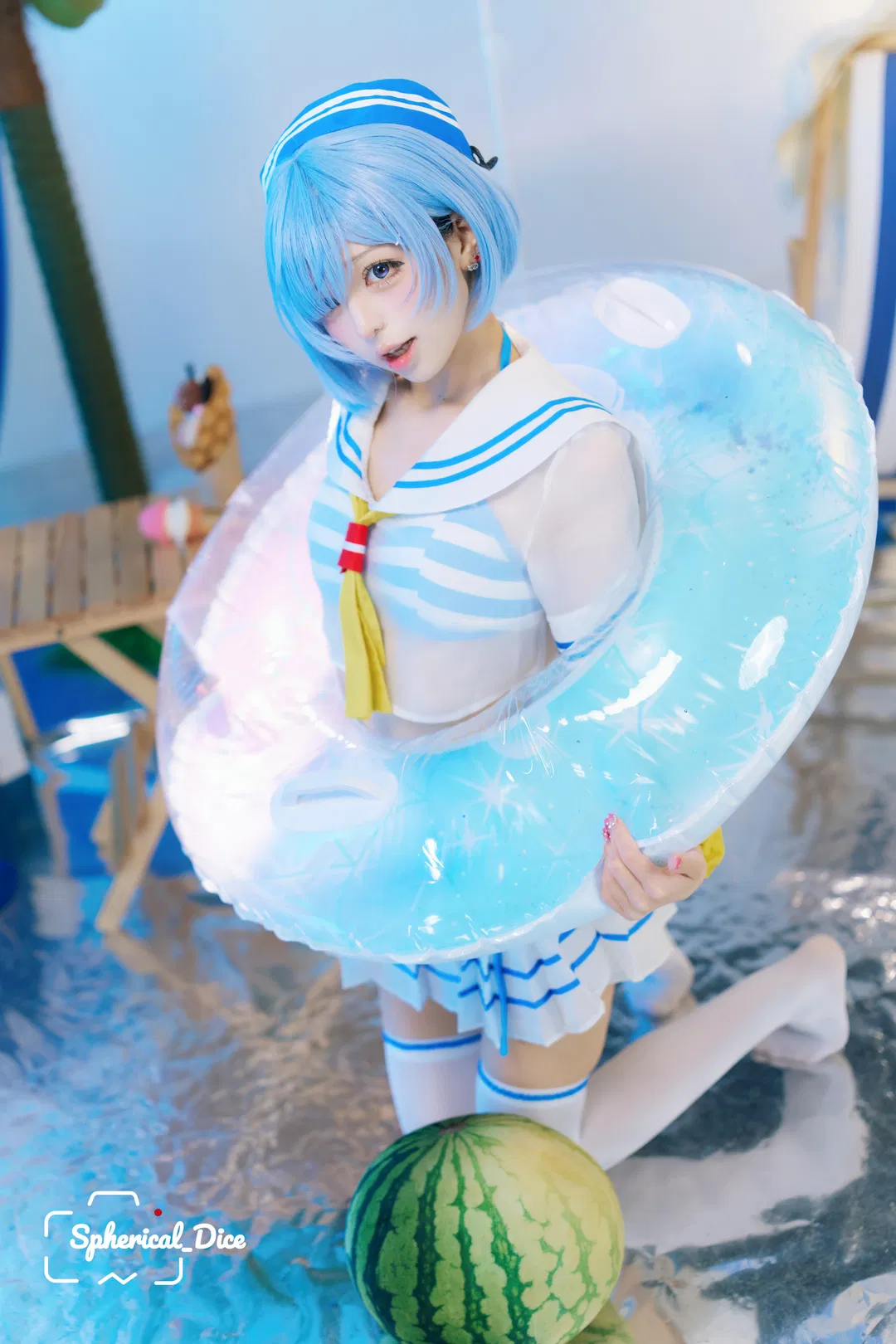 【蕾姆cos】从零开始的异世界生活，夏日水手服不一样的蓝白清凉 - 第 11 张