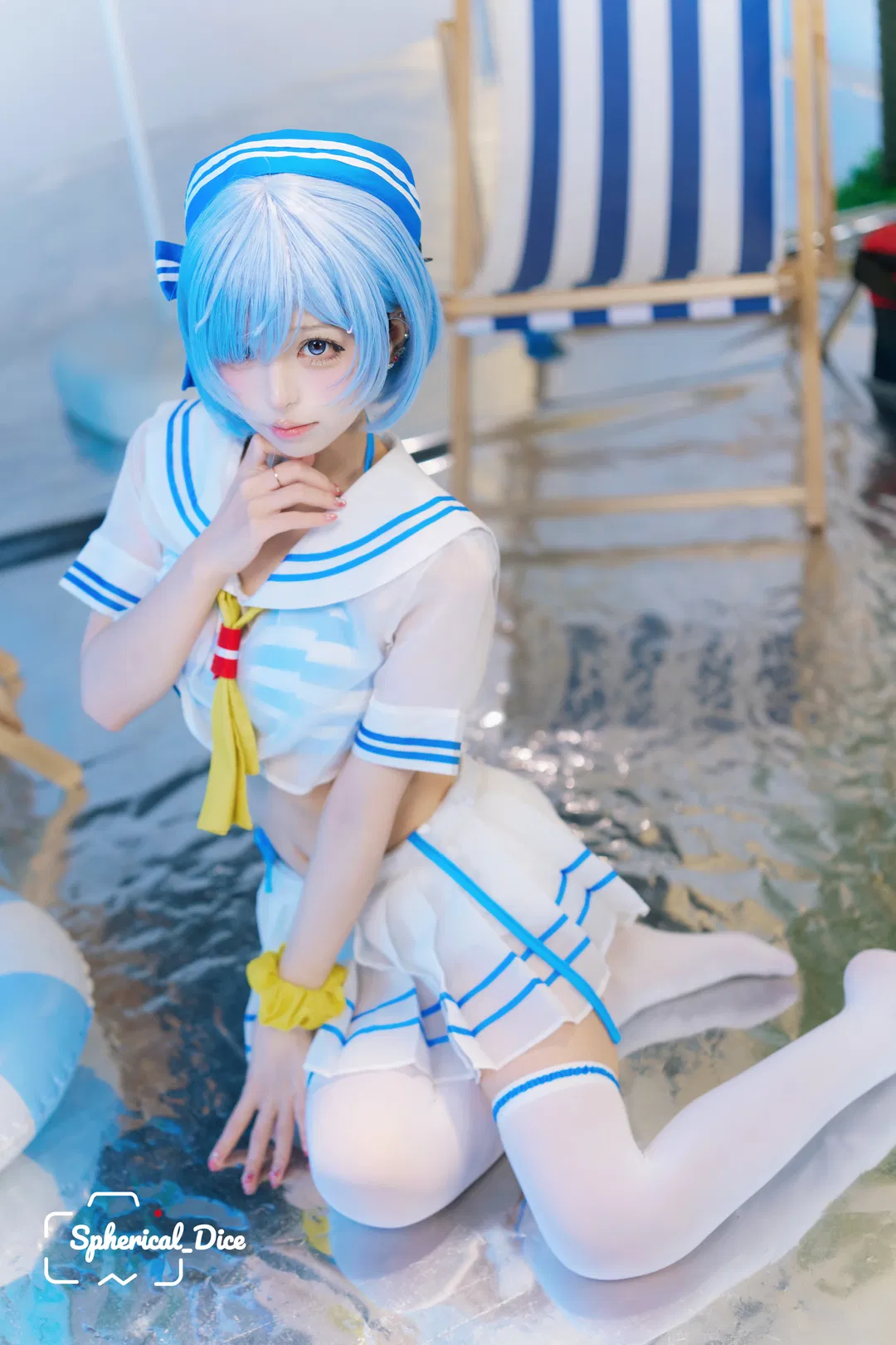 【蕾姆cos】从零开始的异世界生活，夏日水手服不一样的蓝白清凉 - 第 14 张