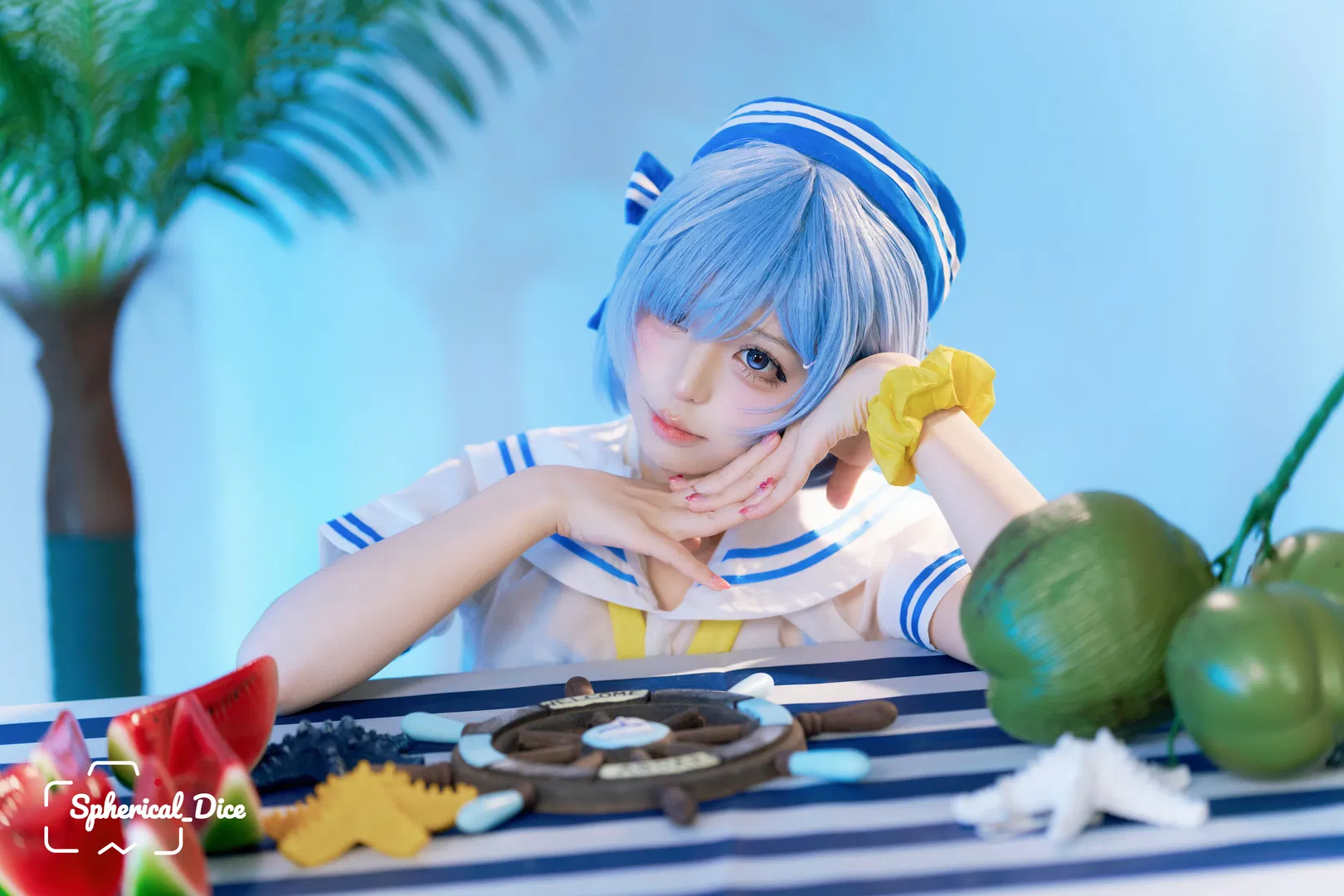 【蕾姆cos】从零开始的异世界生活，夏日水手服不一样的蓝白清凉 - 第 6 张