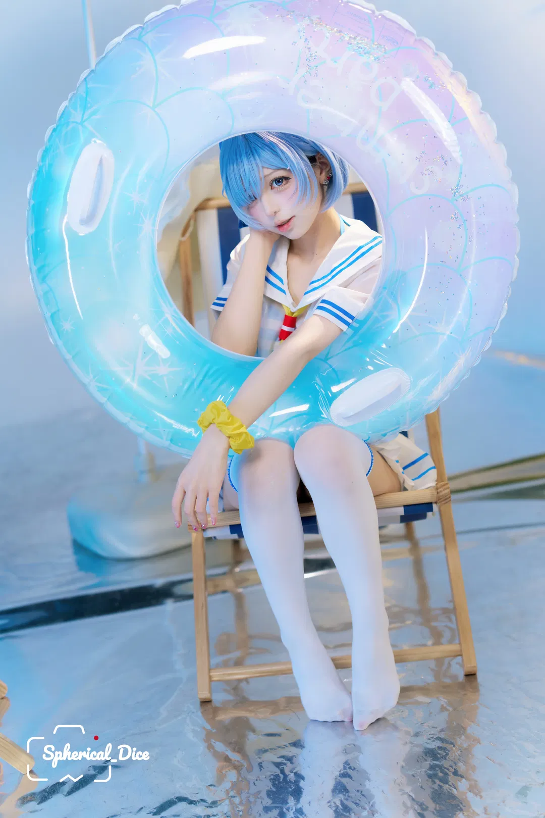 【蕾姆cos】从零开始的异世界生活，夏日水手服不一样的蓝白清凉 - 第 7 张