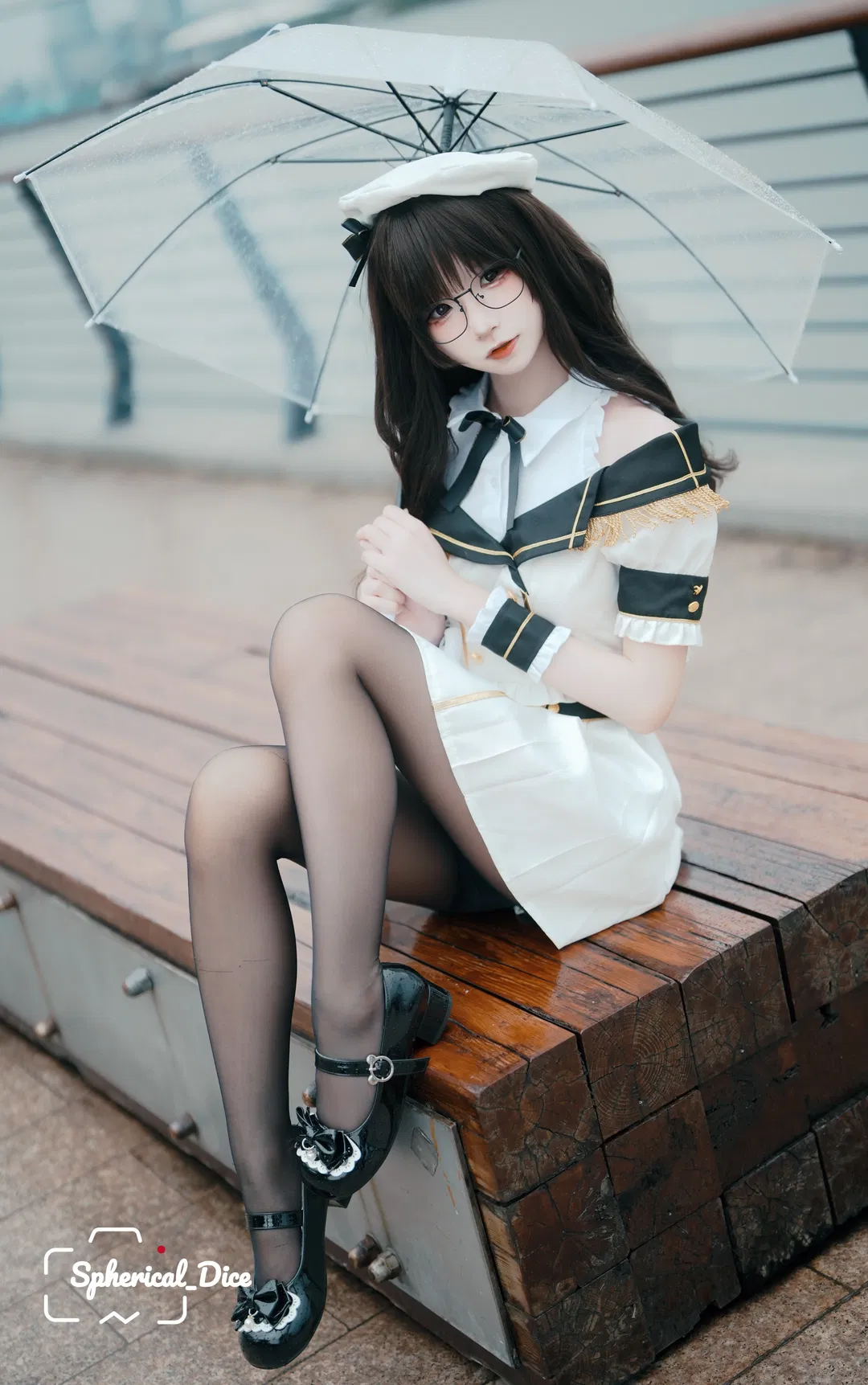 雨天的江边水手服日记，透明伞下的清冷感 - 第 5 张