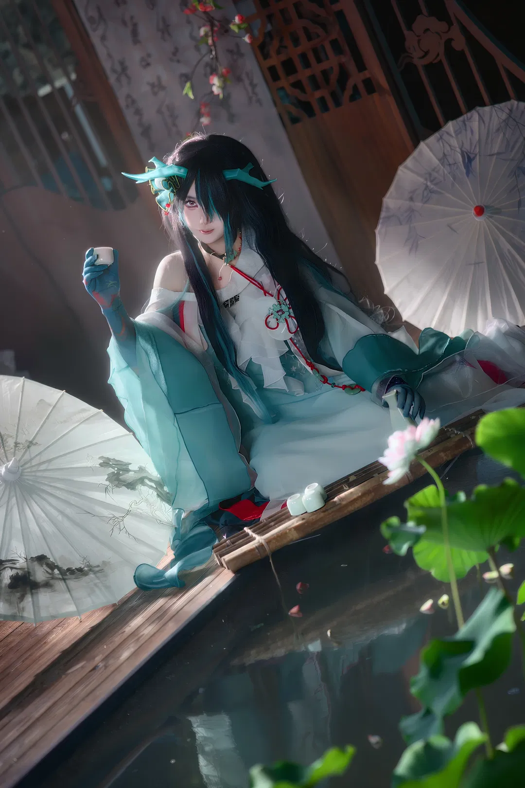 明日方舟夕cos 青玉砚水景拍摄 - 第 4 张