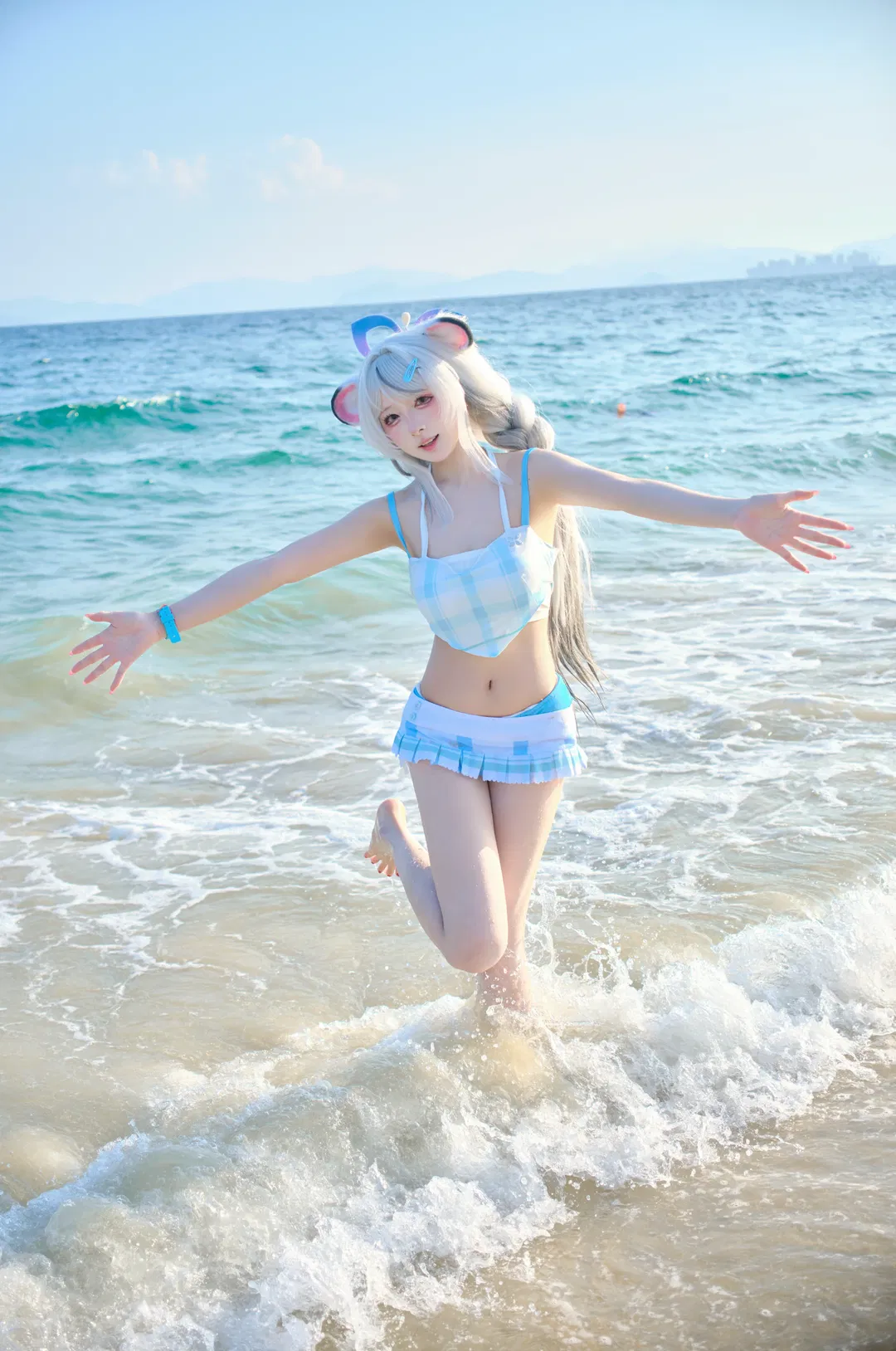 【春原心奈cos】蔚蓝档案春原心奈的海边夏日泳装记录 - 第 1 张