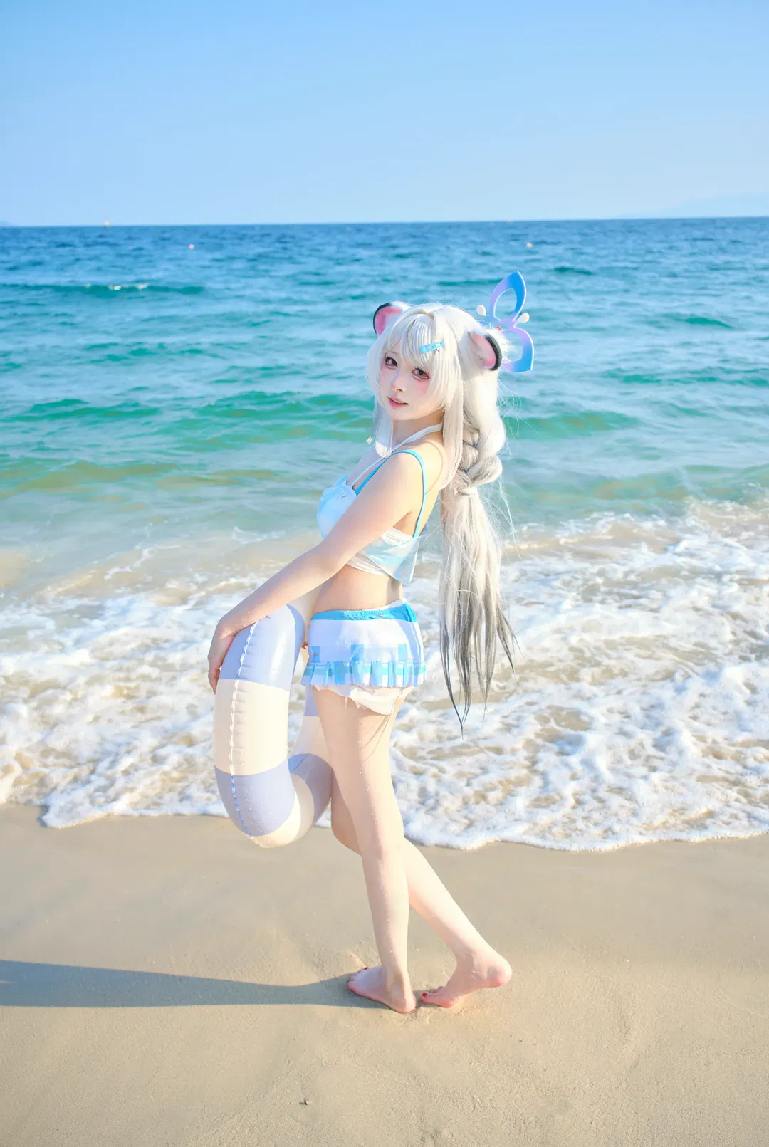 【春原心奈cos】蔚蓝档案春原心奈的海边夏日泳装记录 - 第 3 张