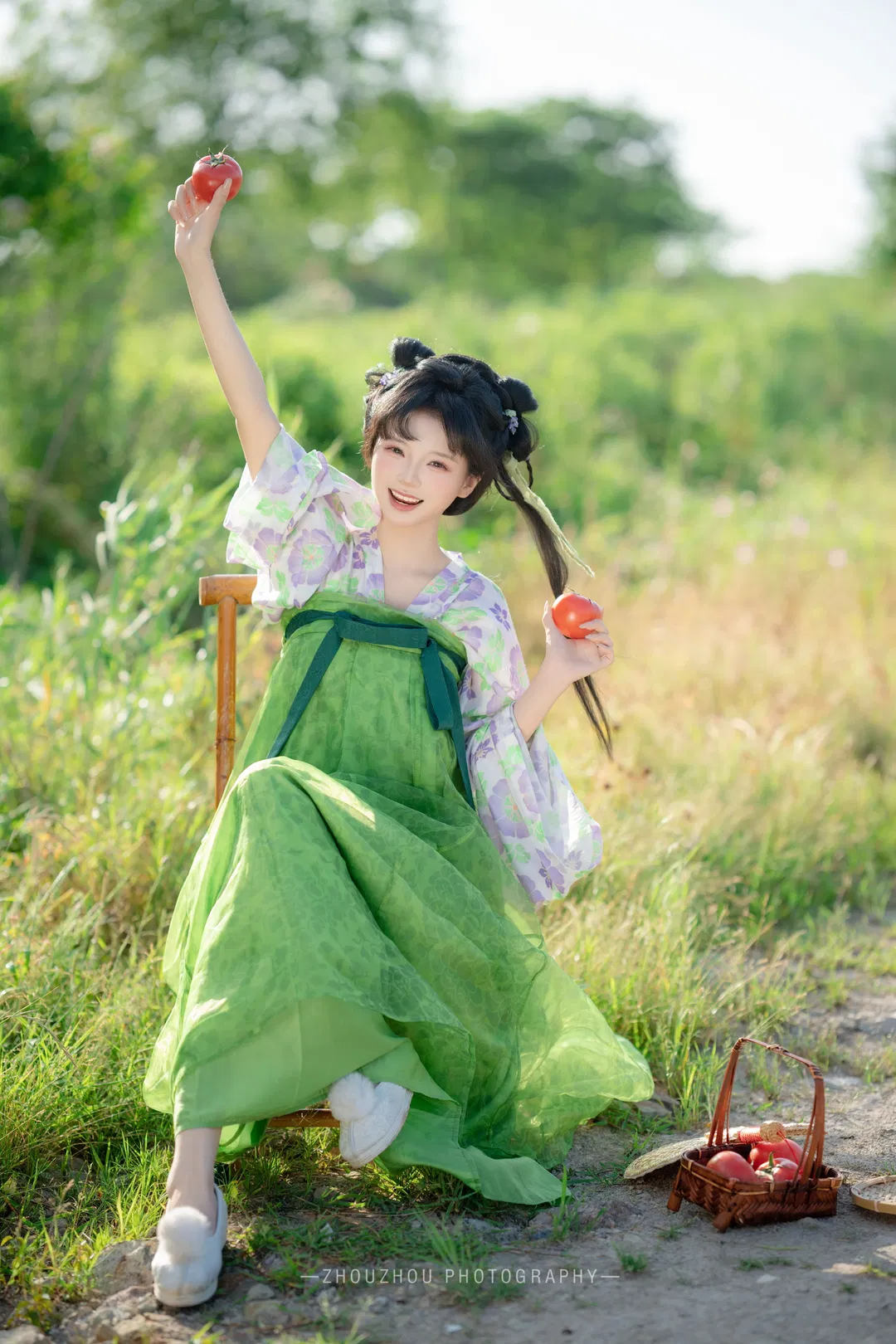 把種田文照進現實，這套綠紫配色田園漢服真的太出片了 - 第 3 張