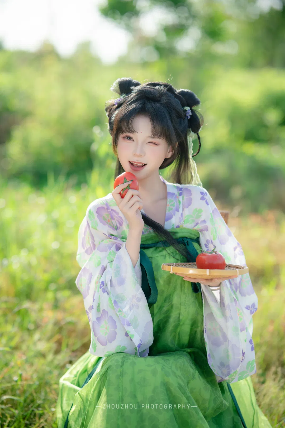 把種田文照進現實，這套綠紫配色田園漢服真的太出片了 - 第 4 張