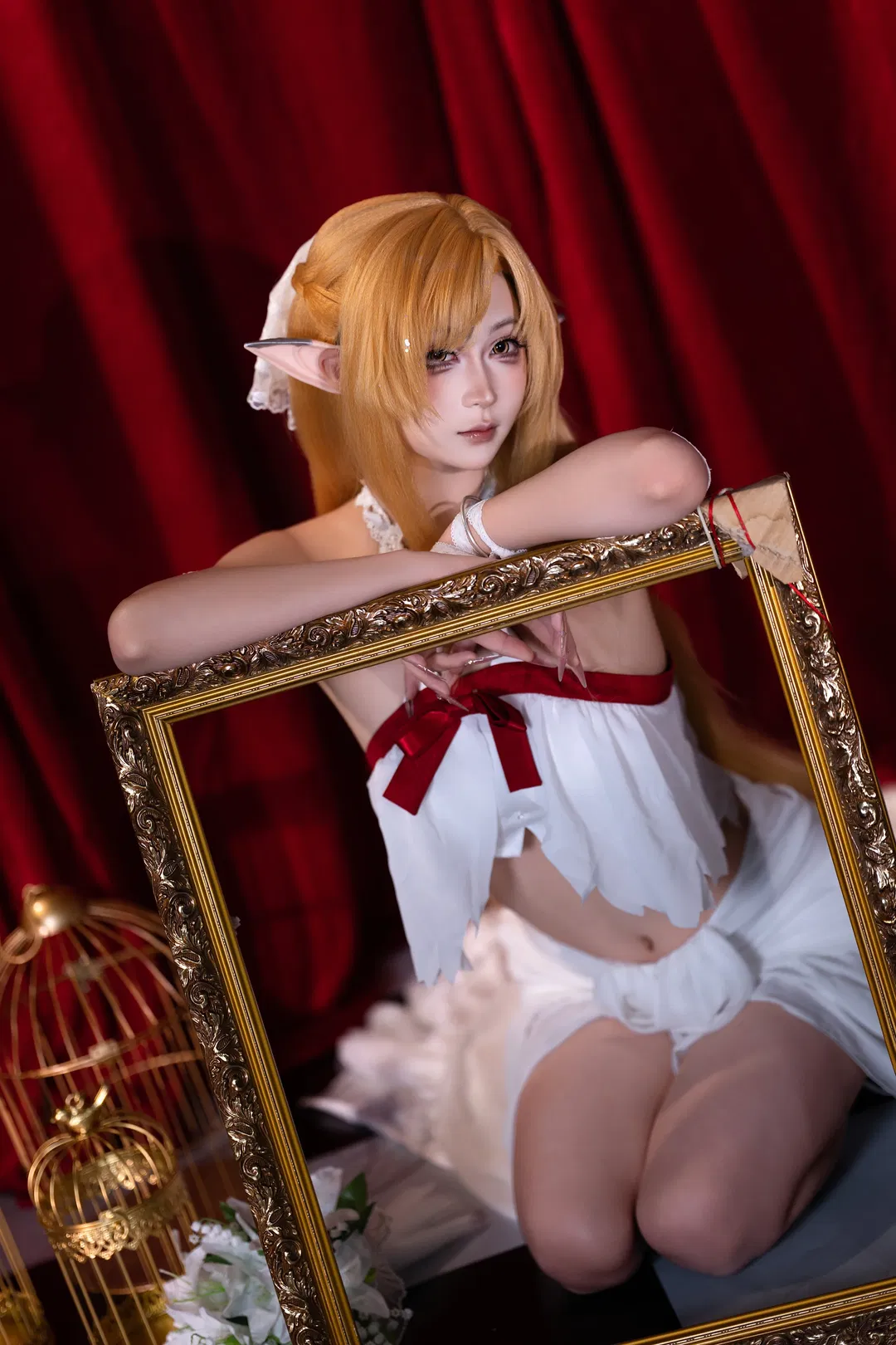 【亚丝娜cos】刀剑神域精灵亚丝娜，白裙与鸟笼的奇幻氛围 - 第 2 张