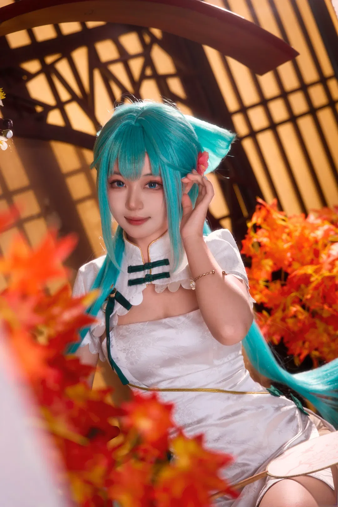 【初音未来cos】初音未来韶华，国风改良旗袍的优雅 - 第 1 张
