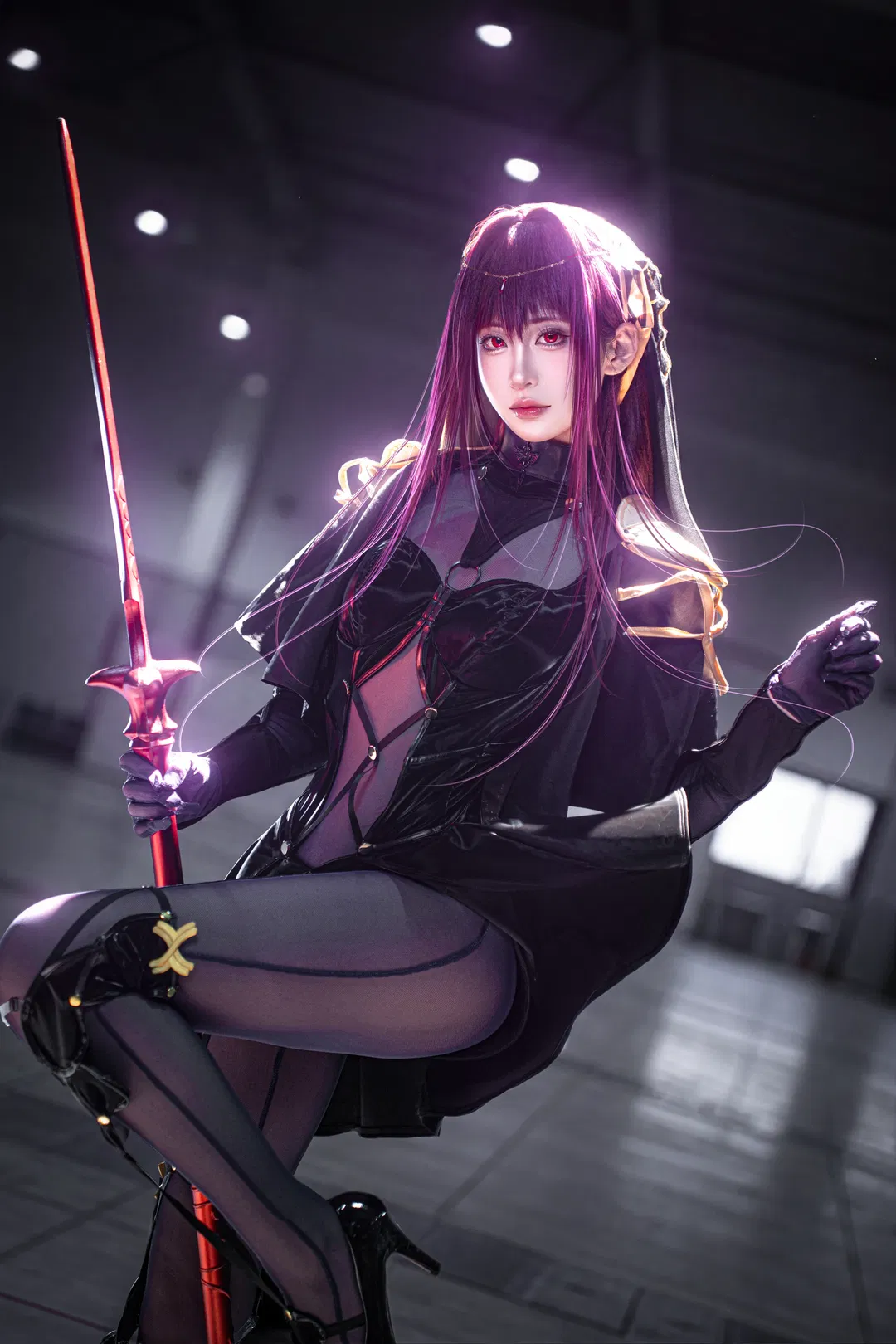 【斯卡哈cos】FGO师匠的暗黑皮衣造型视觉冲击 - 第 1 张