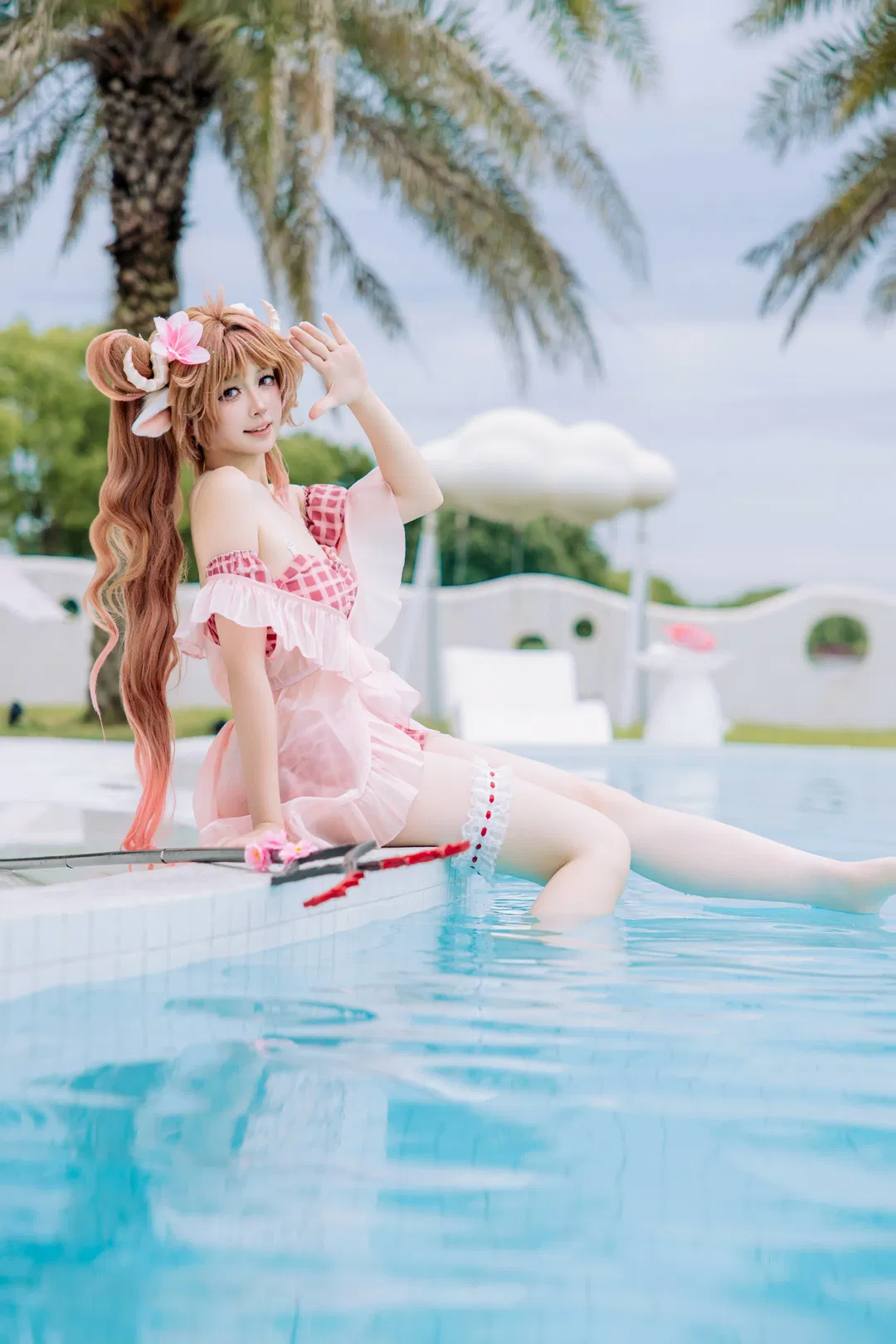 【艾雅法拉cos】明日方舟夏卉FA018的清凉夏日泳池 - 第 9 张