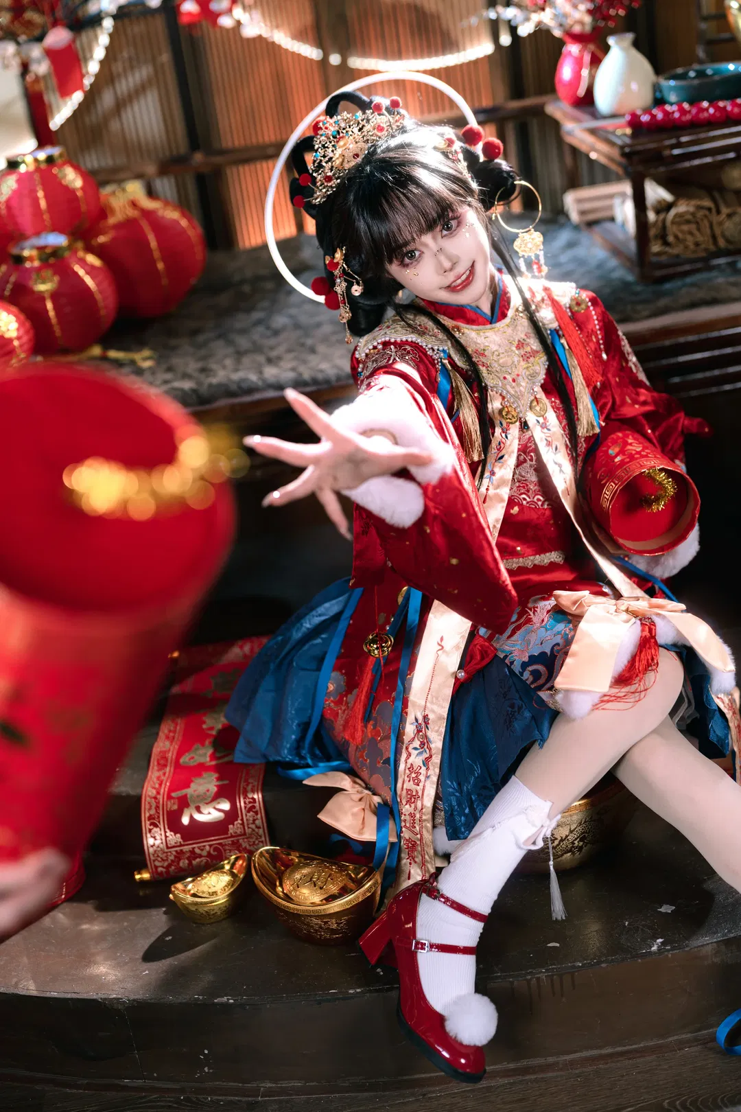 红蓝撞色Lolita小财神，非遗新春氛围感拉满 - 第 3 张