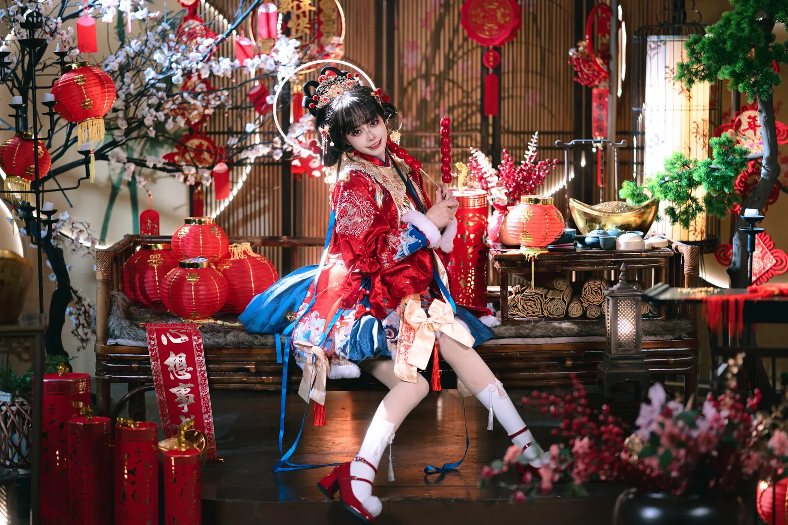 红蓝撞色Lolita小财神，非遗新春氛围感拉满 - 第 5 张