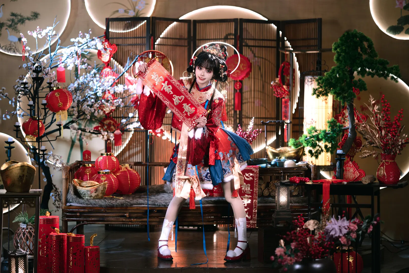 红蓝撞色Lolita小财神，非遗新春氛围感拉满 - 第 6 张