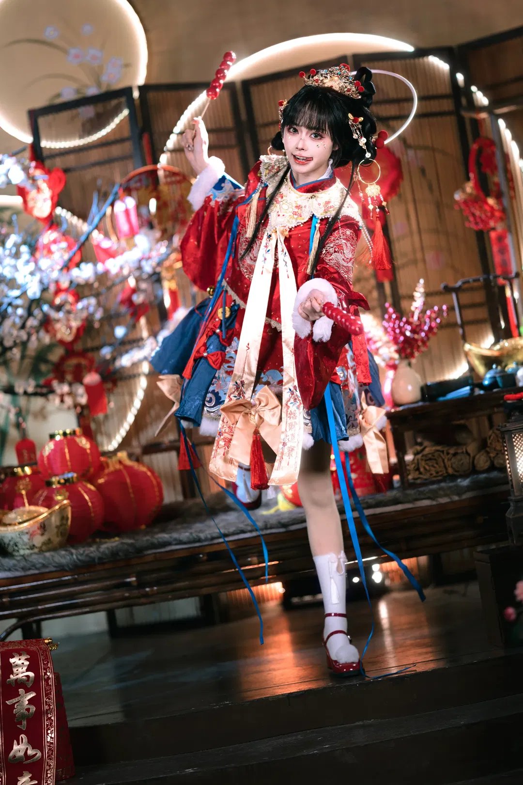 红蓝撞色Lolita小财神，非遗新春氛围感拉满 - 第 8 张
