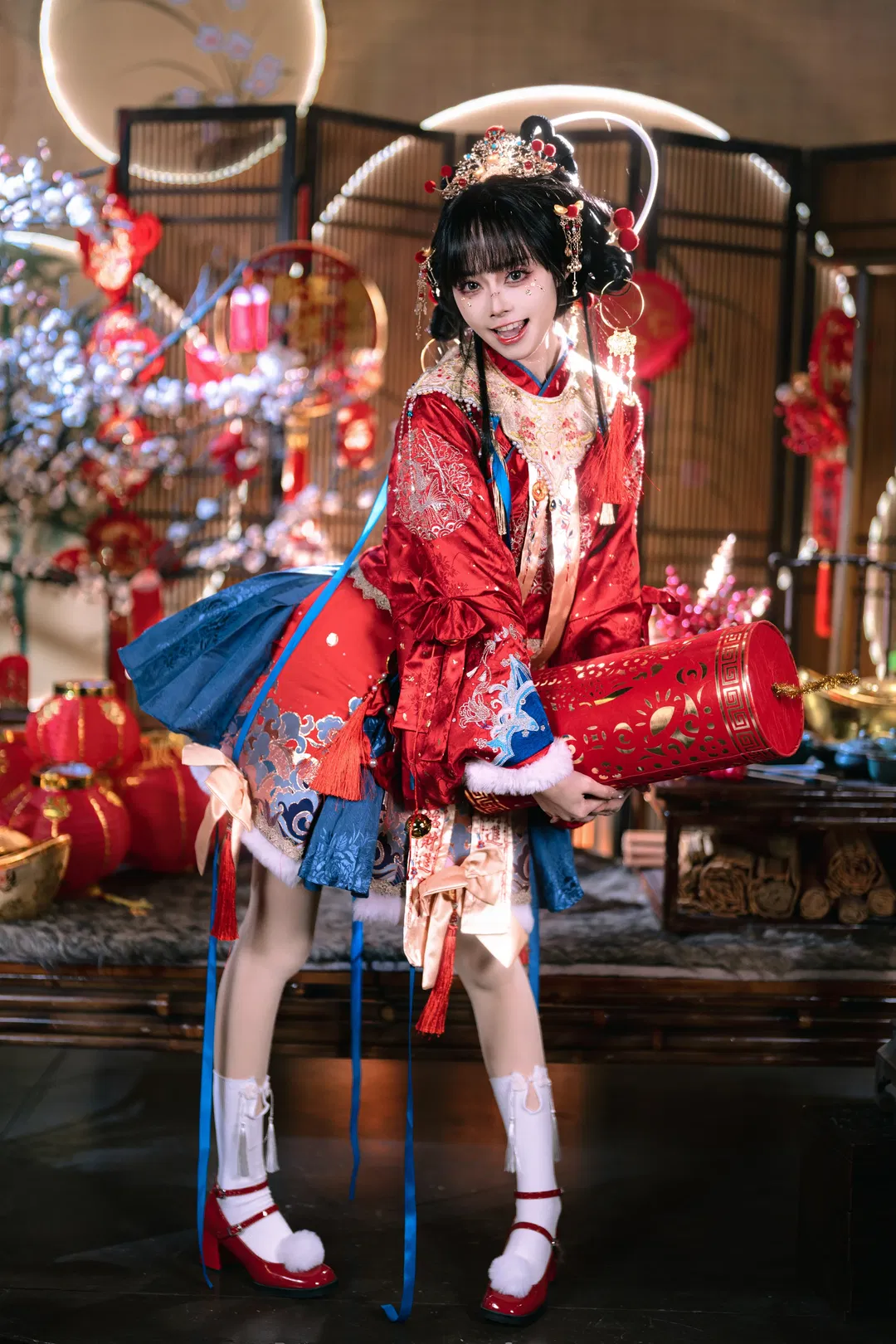 红蓝撞色Lolita小财神，非遗新春氛围感拉满 - 第 9 张