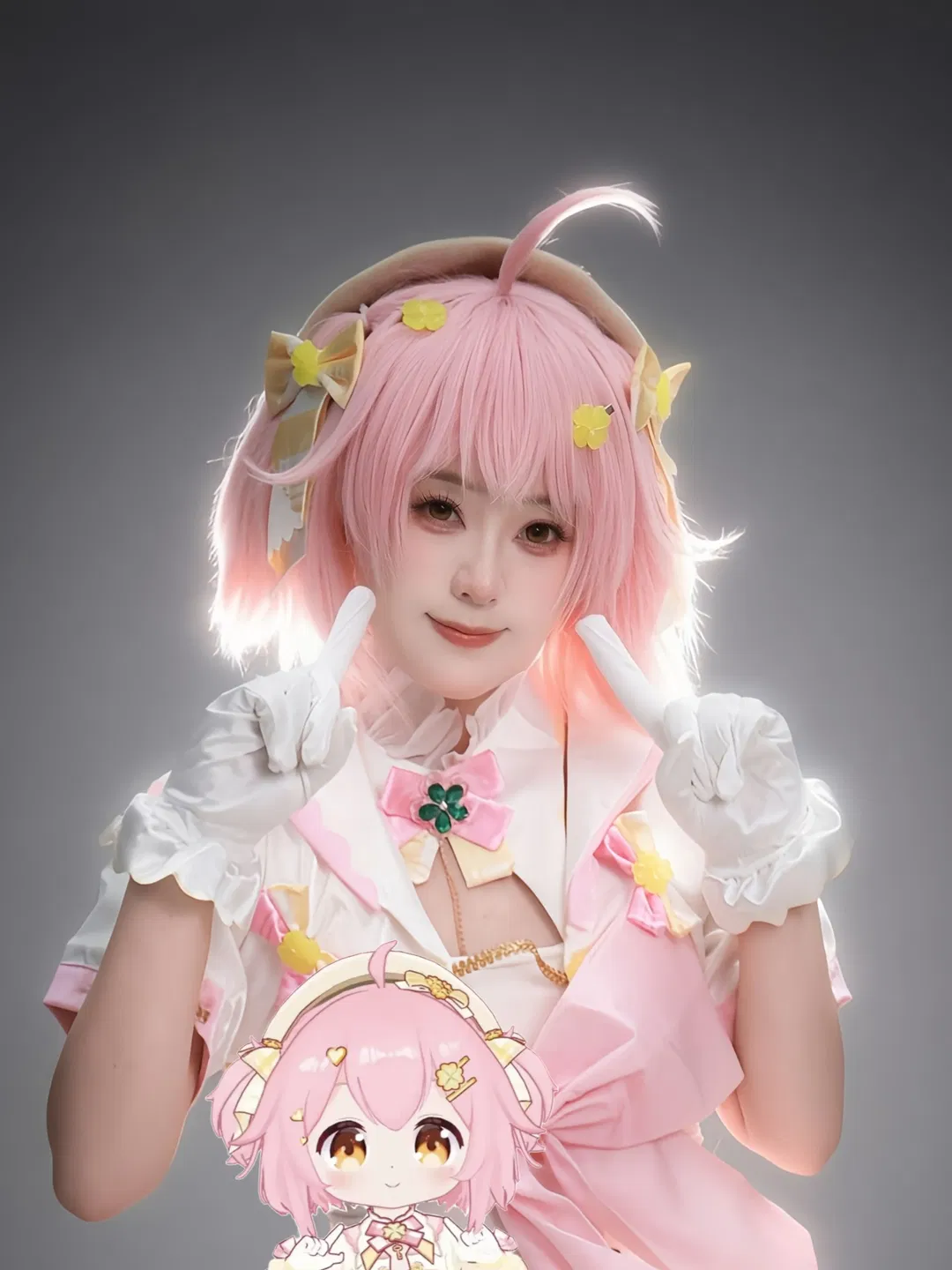 永雏塔菲cos 粉色小偶像的甜美妆造与光影记录 - 第 1 张
