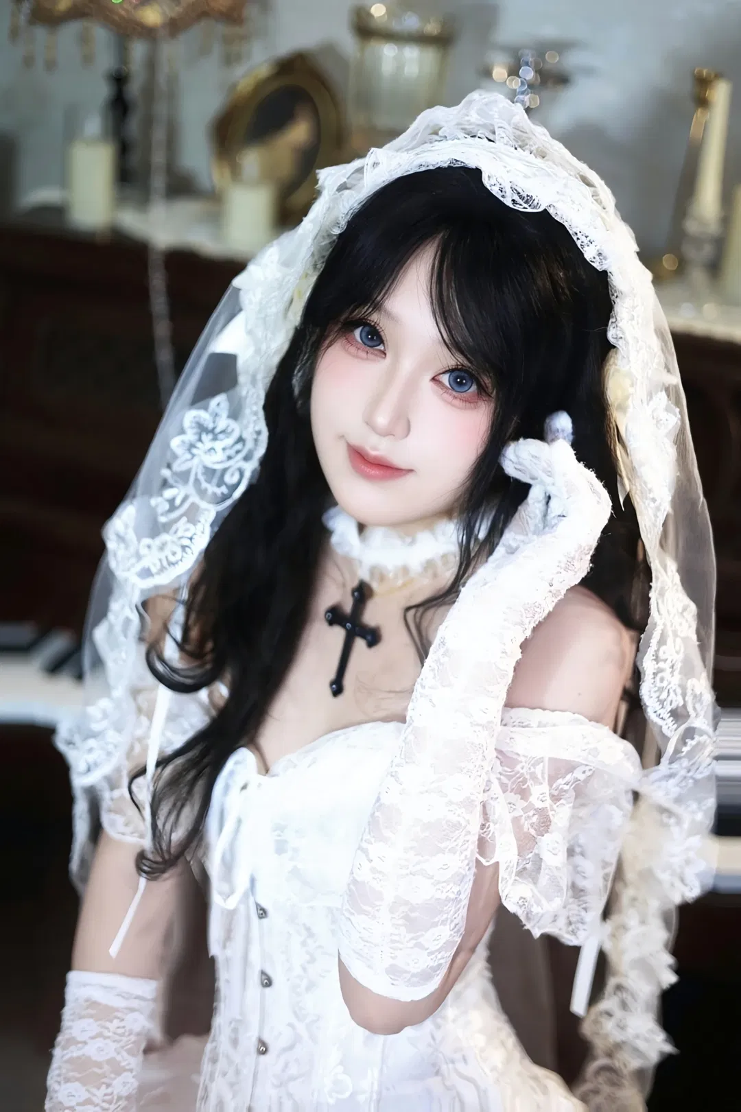 在復古鋼琴前拍了一組純白蕾絲婚紗寫真 - 第 3 張