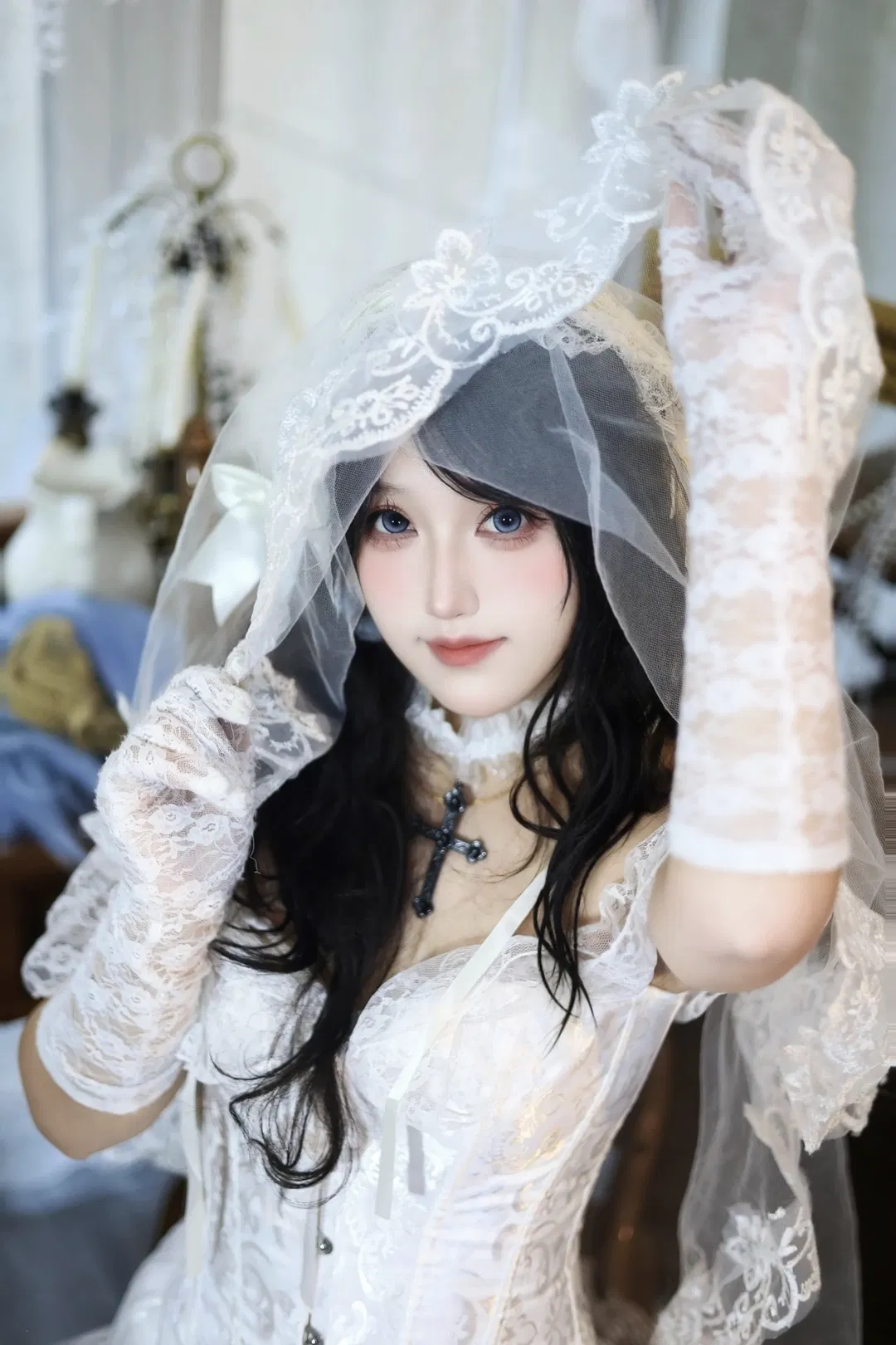 在復古鋼琴前拍了一組純白蕾絲婚紗寫真 - 第 6 張