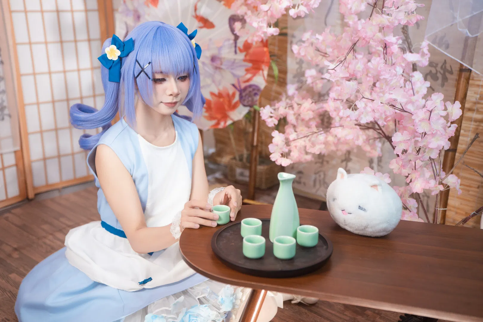 【智乃cos】请问您今天要来点兔子吗，樱花树下的茶会 - 第 6 张