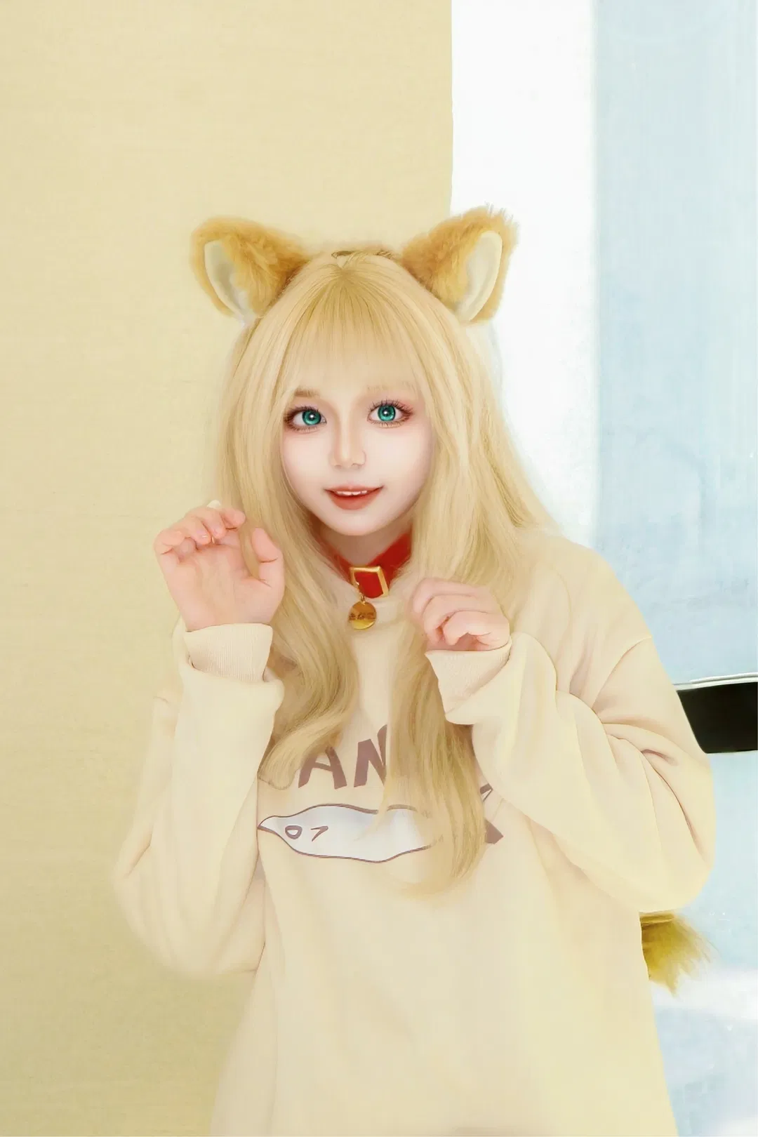 【黄豆粉cos】40原猫娘 黄豆粉 白丝兽耳居家日常 - 第 5 张