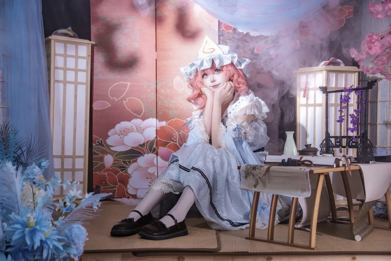 【西行寺幽幽子cos】粉发蓝裙，西行妖的迷幻二设 - 第 2 张