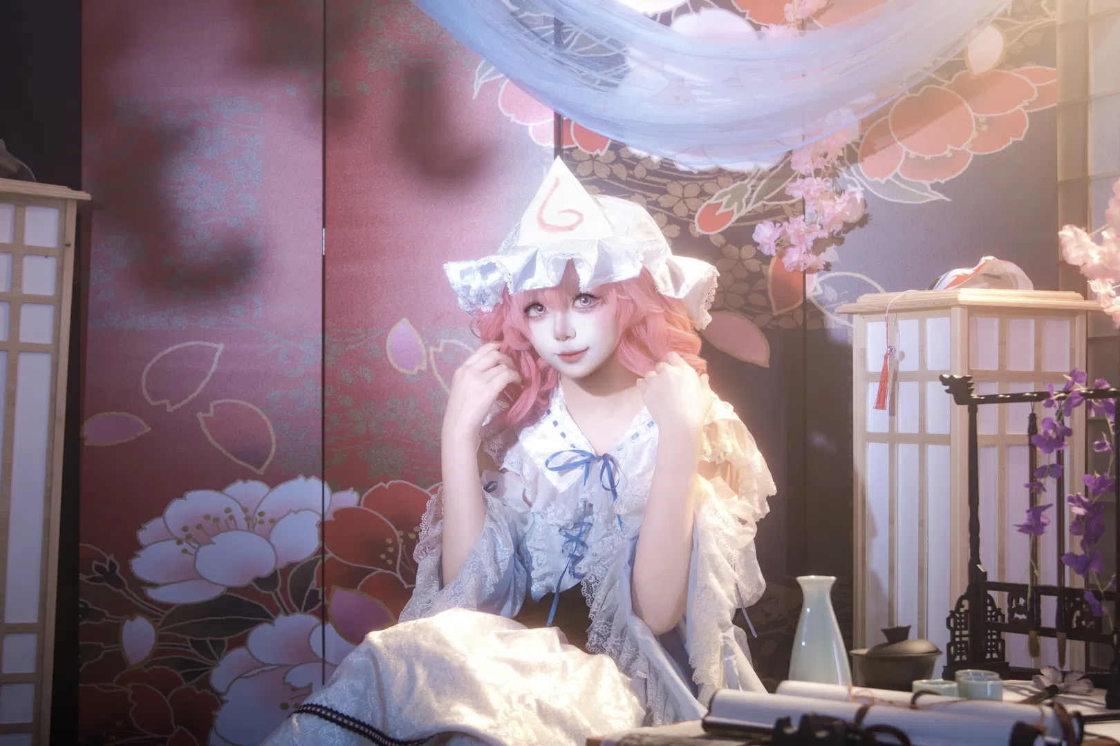 【西行寺幽幽子cos】粉发蓝裙，西行妖的迷幻二设 - 第 7 张