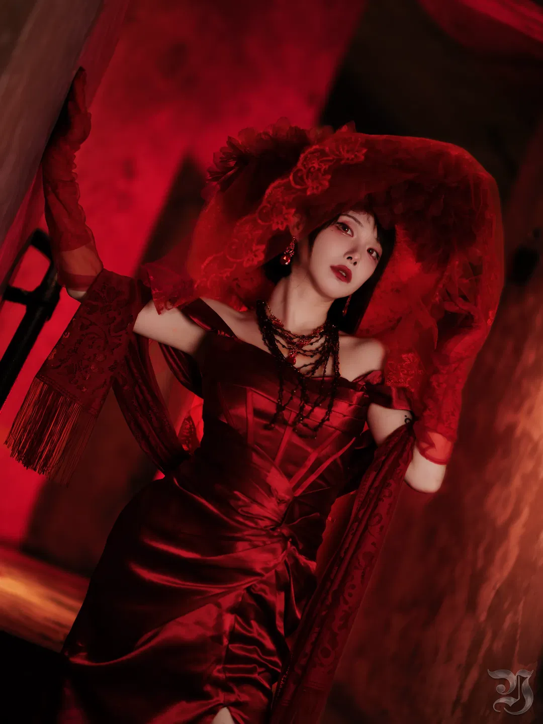 Nocturnal crimson aristocrat: Gothic vampire cosplay atmosphere dialed to the absolute peak - Image 2