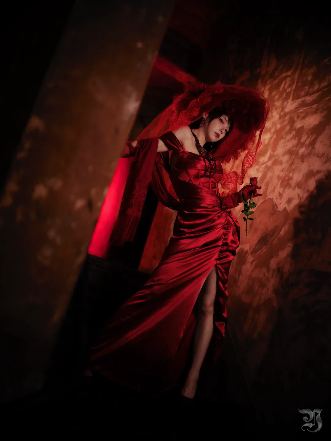 Nocturnal crimson aristocrat: Gothic vampire cosplay atmosphere dialed to the absolute peak - Image 6