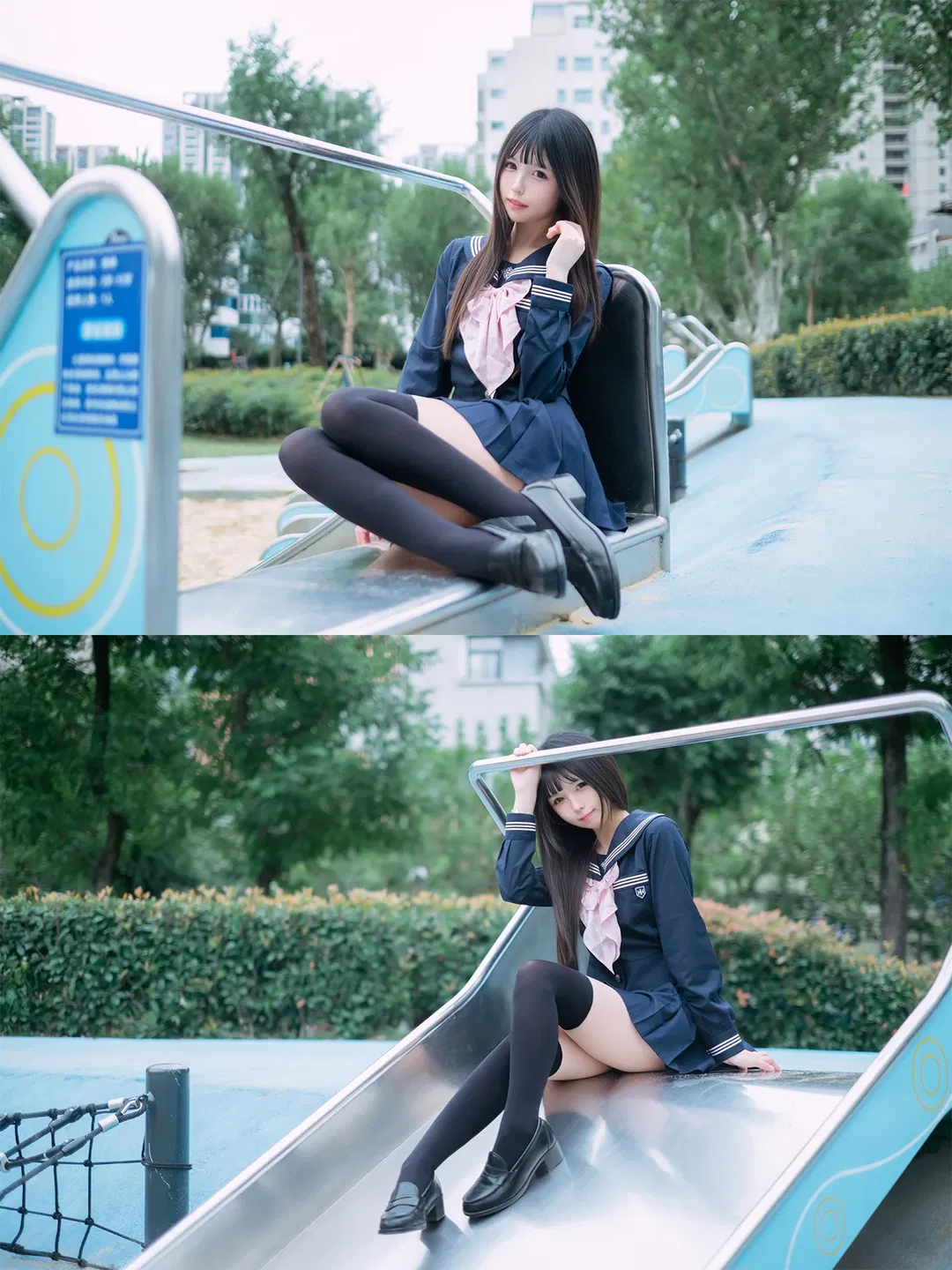 下雨天的游乐场，透明雨衣和水手服的碰撞 - 第 8 张