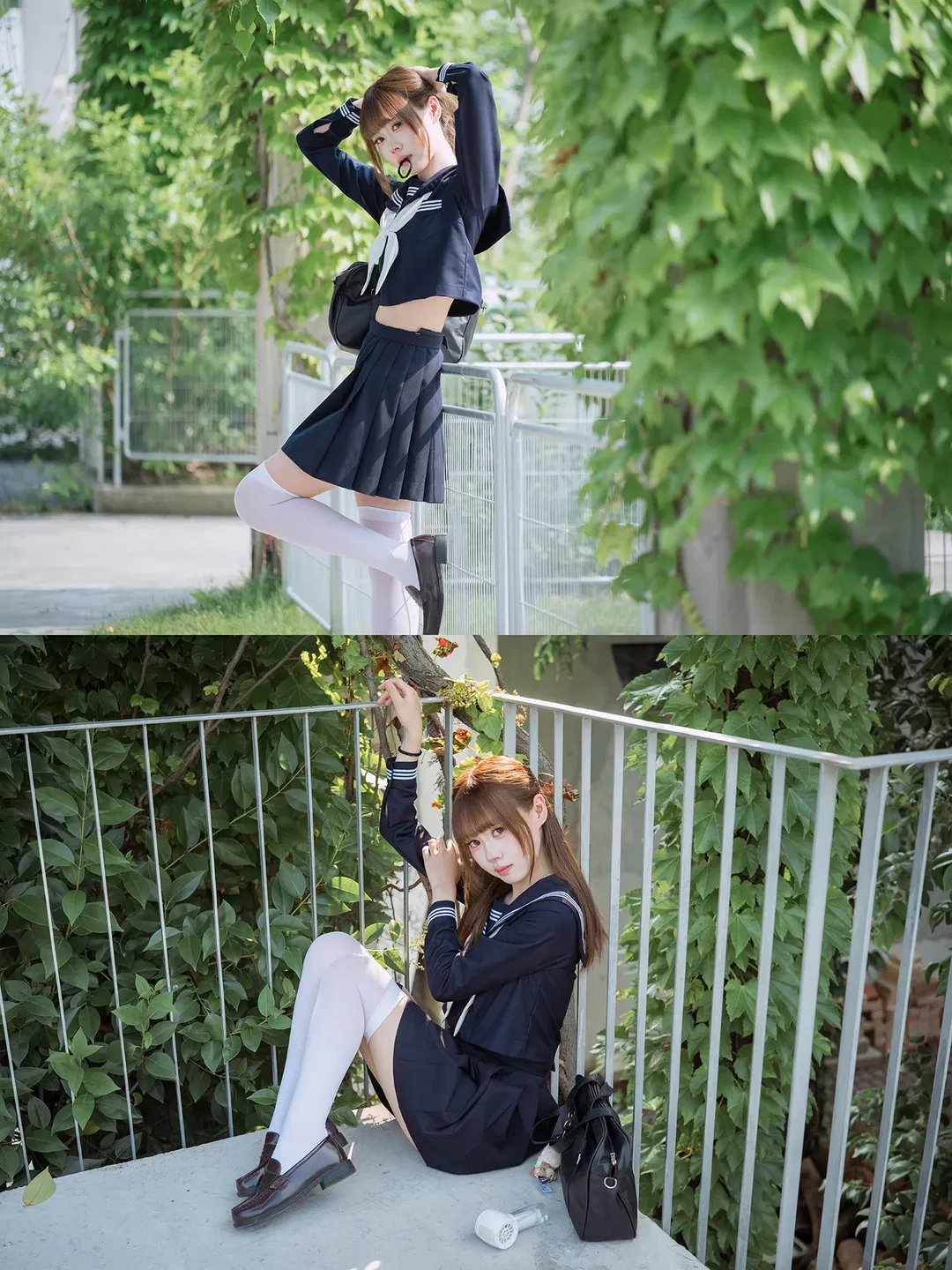 深蓝色水手服与工业风罐体的碰撞 - 第 16 张